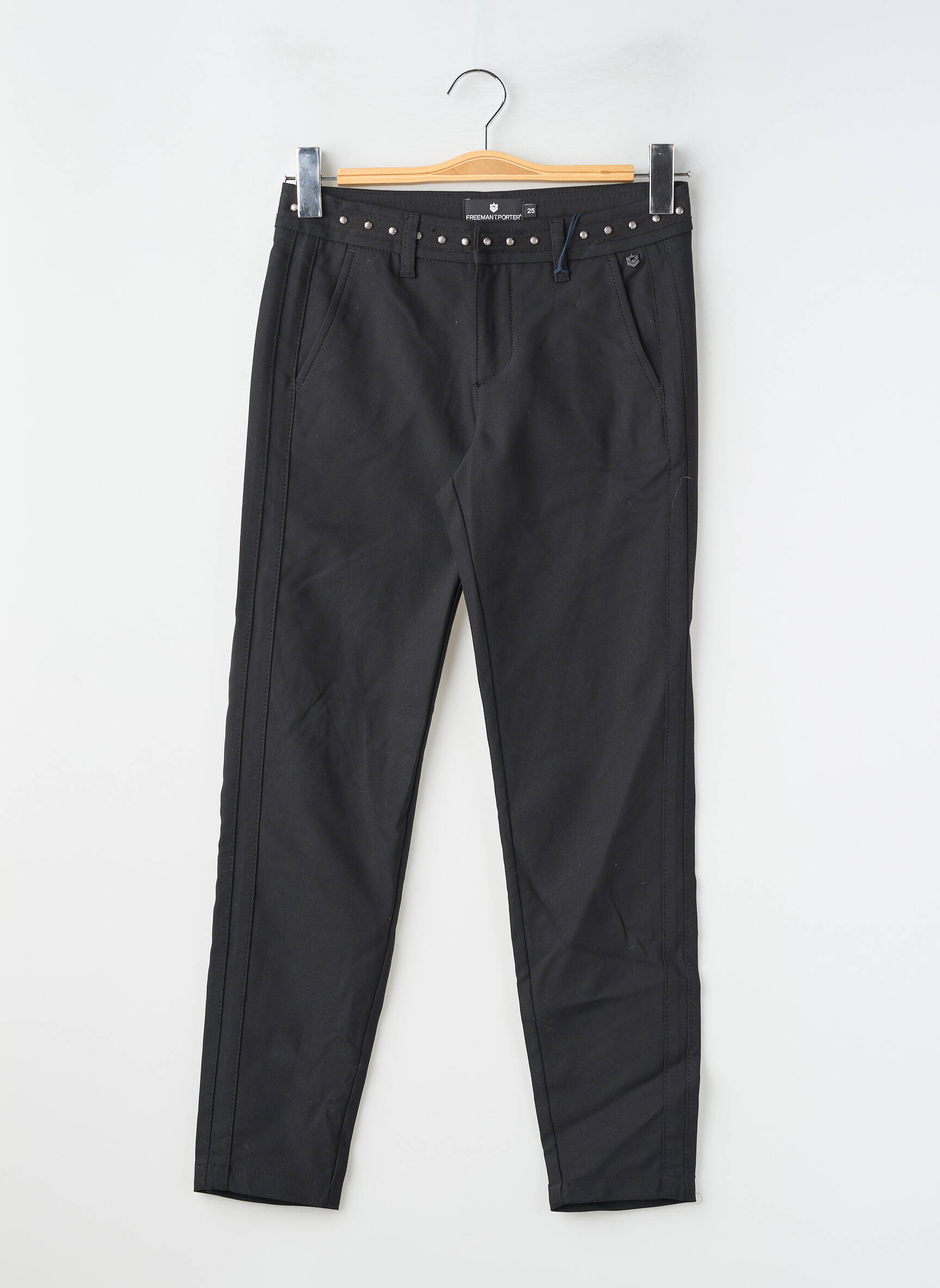Pantalon chino țesătură poplin mărime normală negru FREEMAN T.PORTER femeie