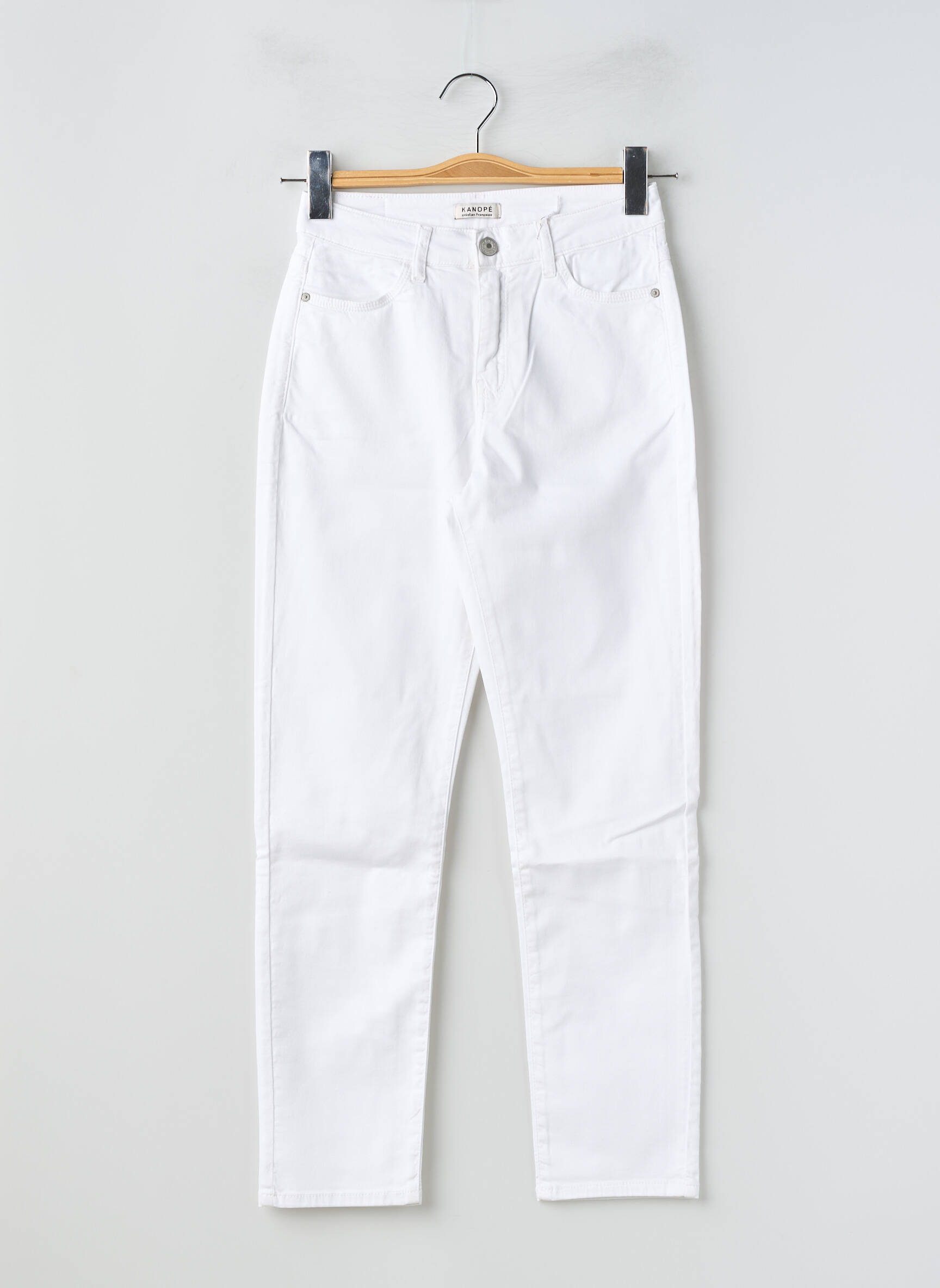 Pantalon slim talie înaltă talie înaltă alb KANOPE femeie