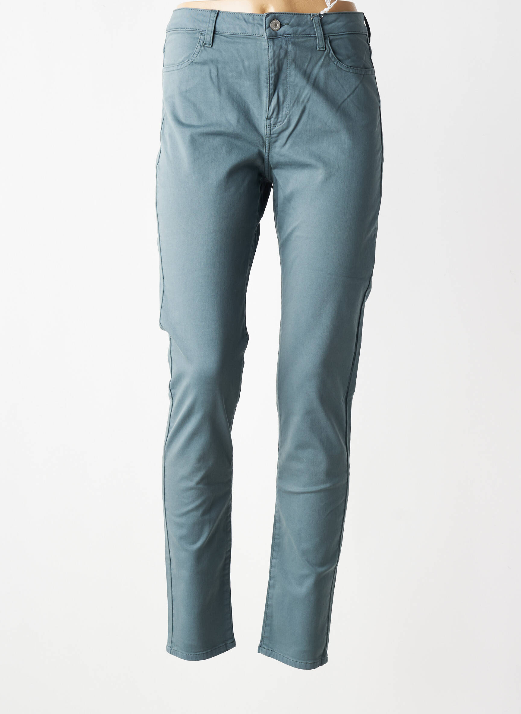 Pantalon slim țesătură poplin mărime normală gri KANOPE femeie
