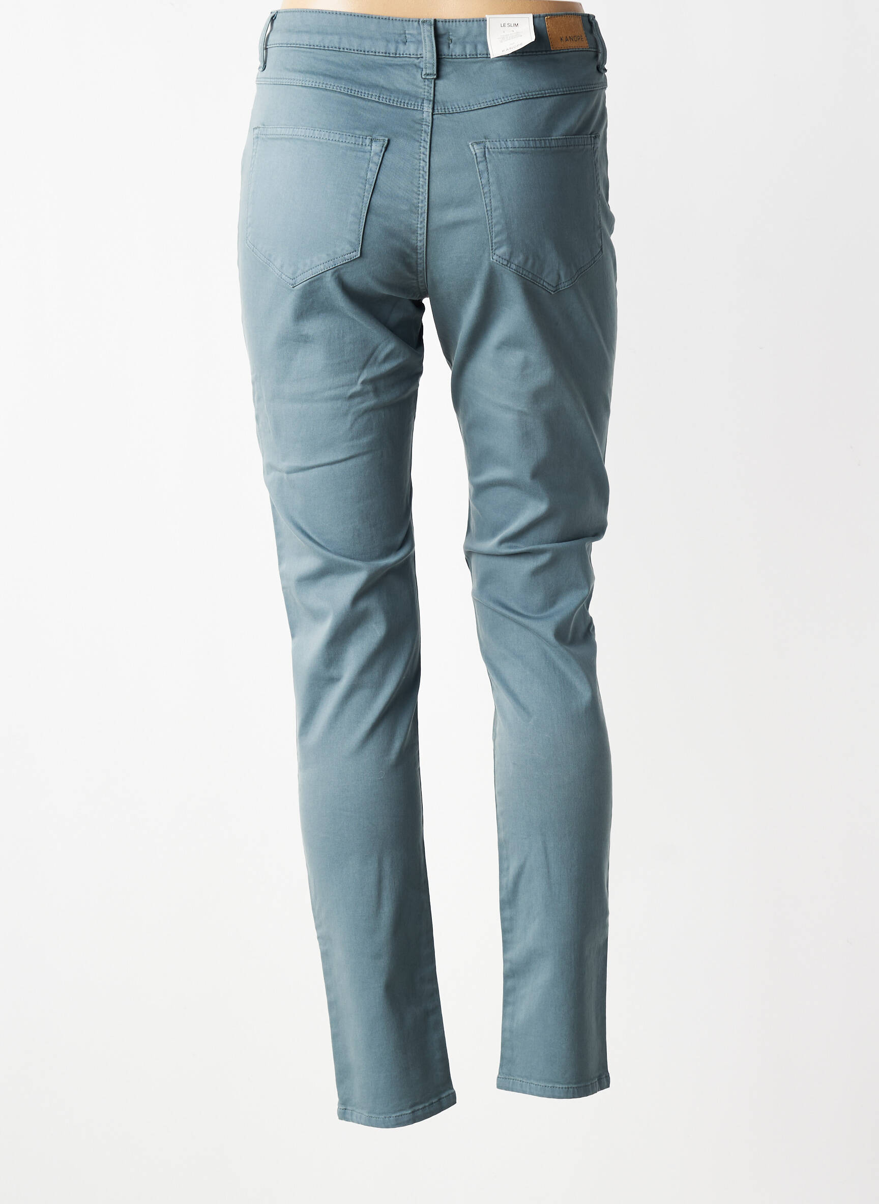 Pantalon slim țesătură poplin mărime normală gri KANOPE femeie