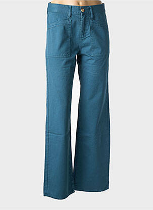Pantalon drept țesătură poplin mărime normală albastru HAPPY femeie