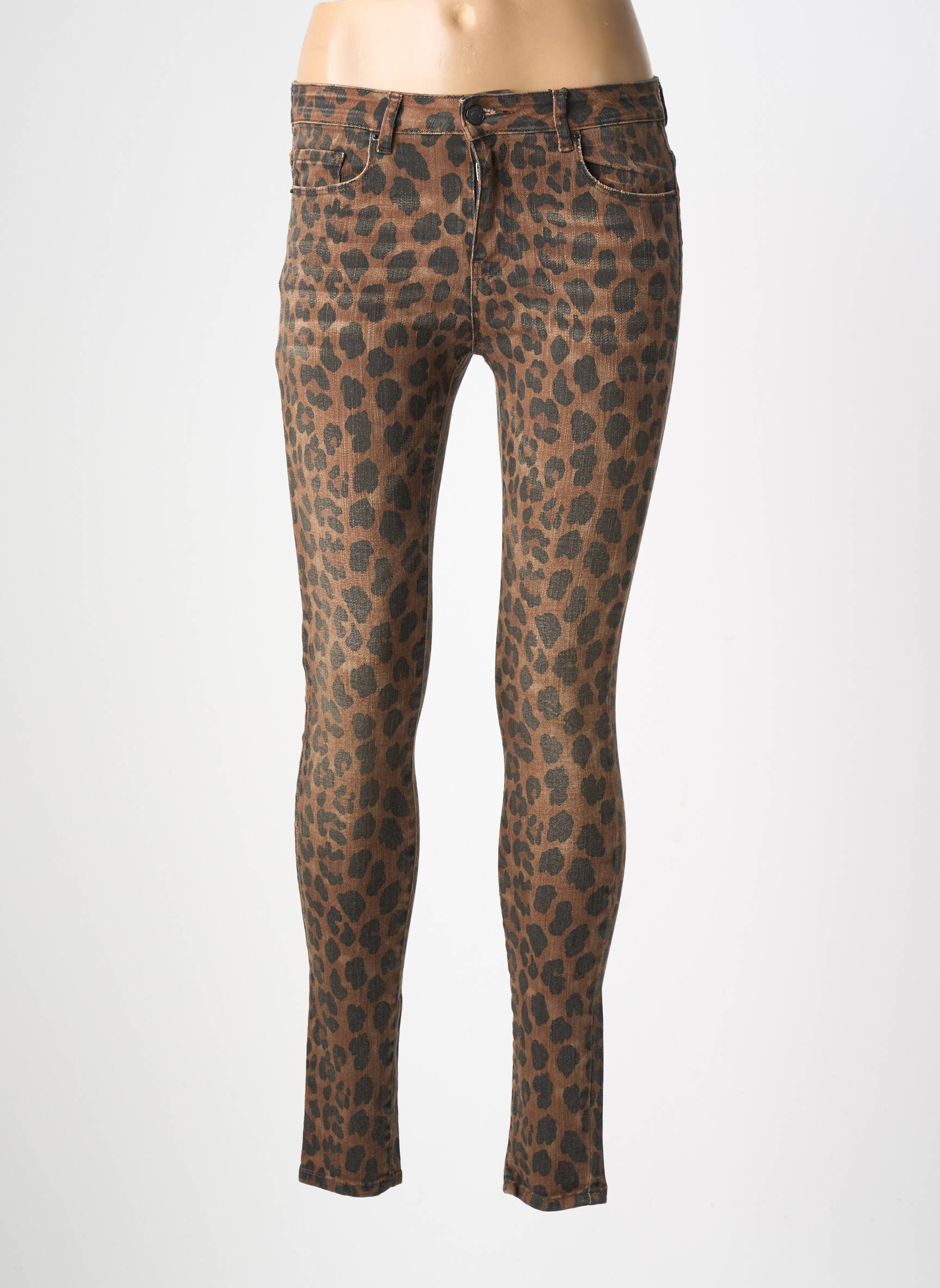 Blugi skinny elasticitate talie joasă maro CIMARRON femeie