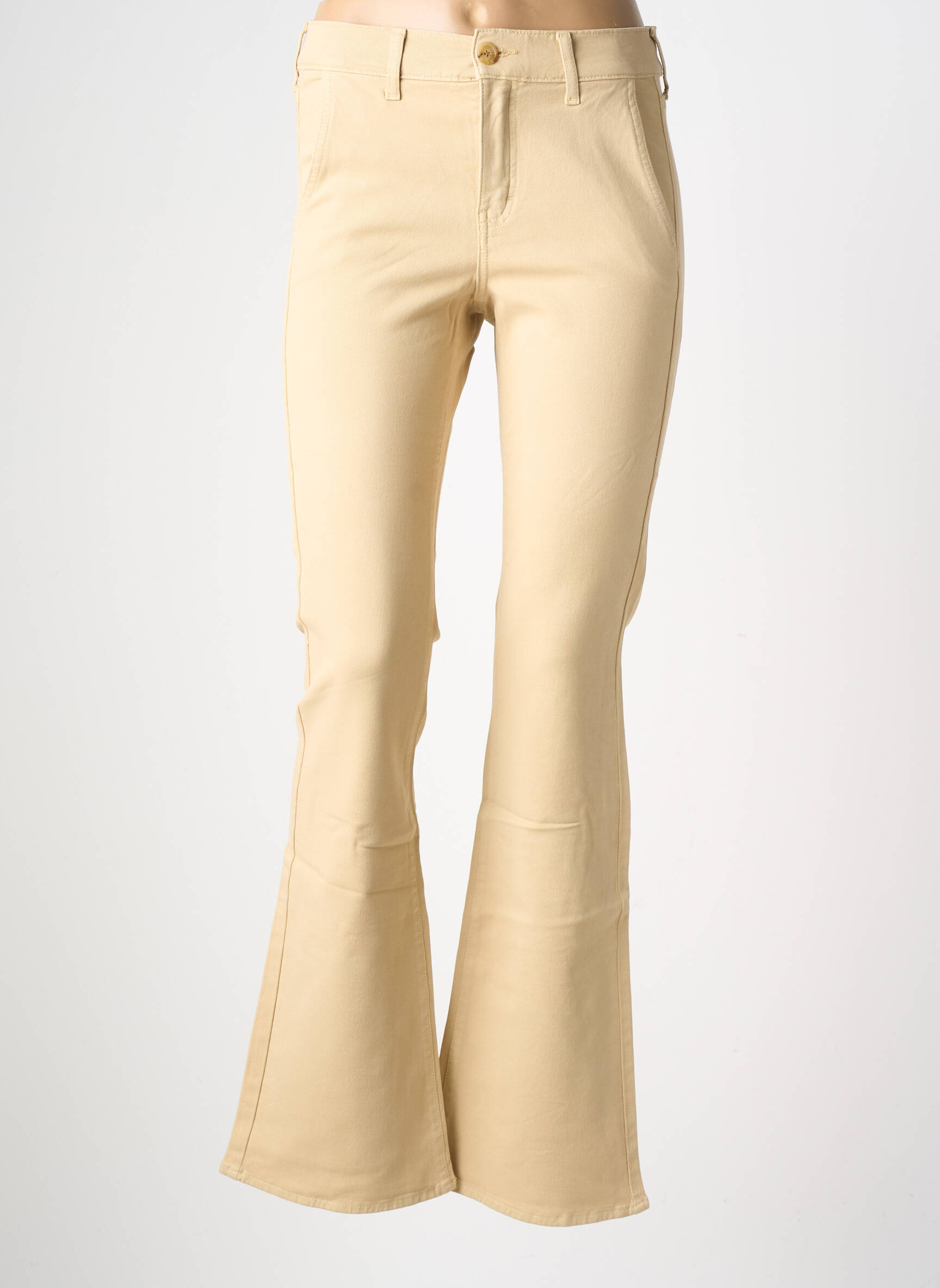 Pantalon evazat elasticitate mărime normală bej HAPPY femeie