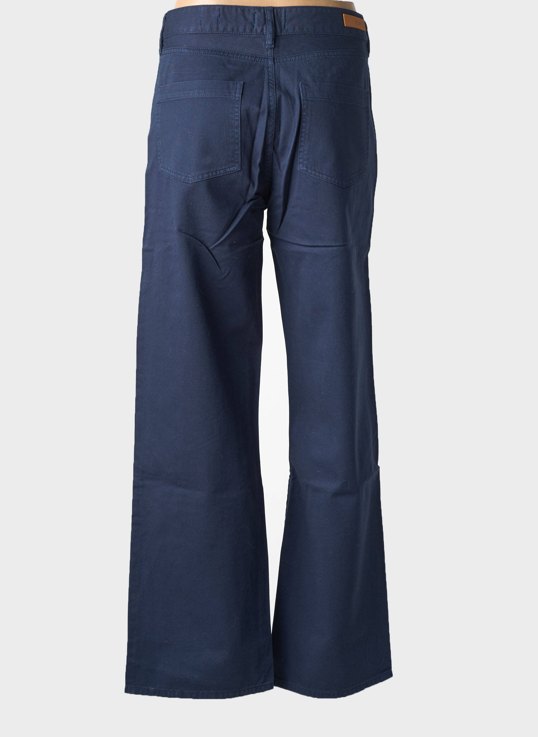 Pantalon larg închidere cu fermoar sub clapetă cu nasturi talie înaltă albastru HAPPY femeie