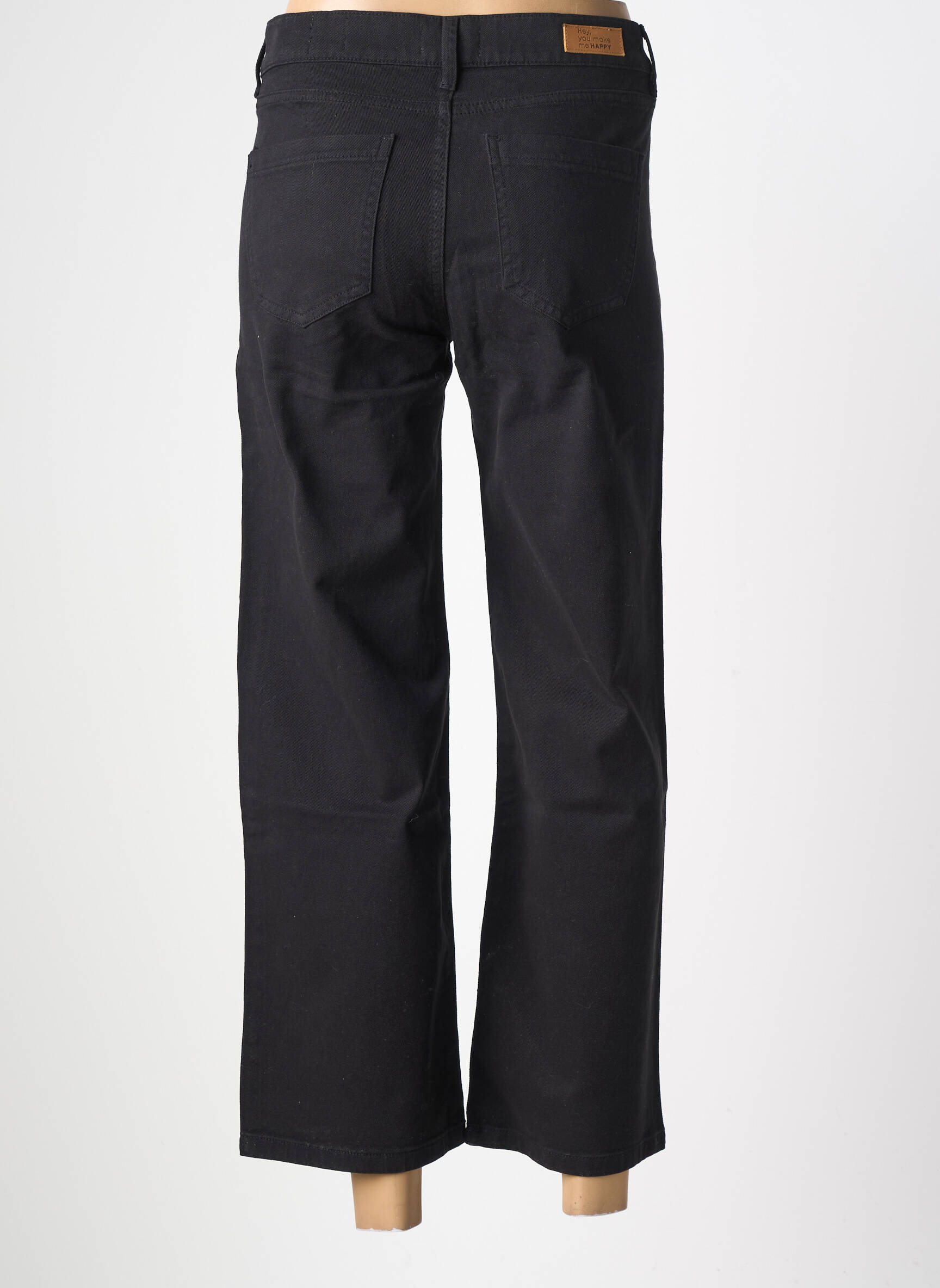 Pantalon chino închidere cu fermoar sub clapetă cu nasturi mărime normală negru HAPPY femeie