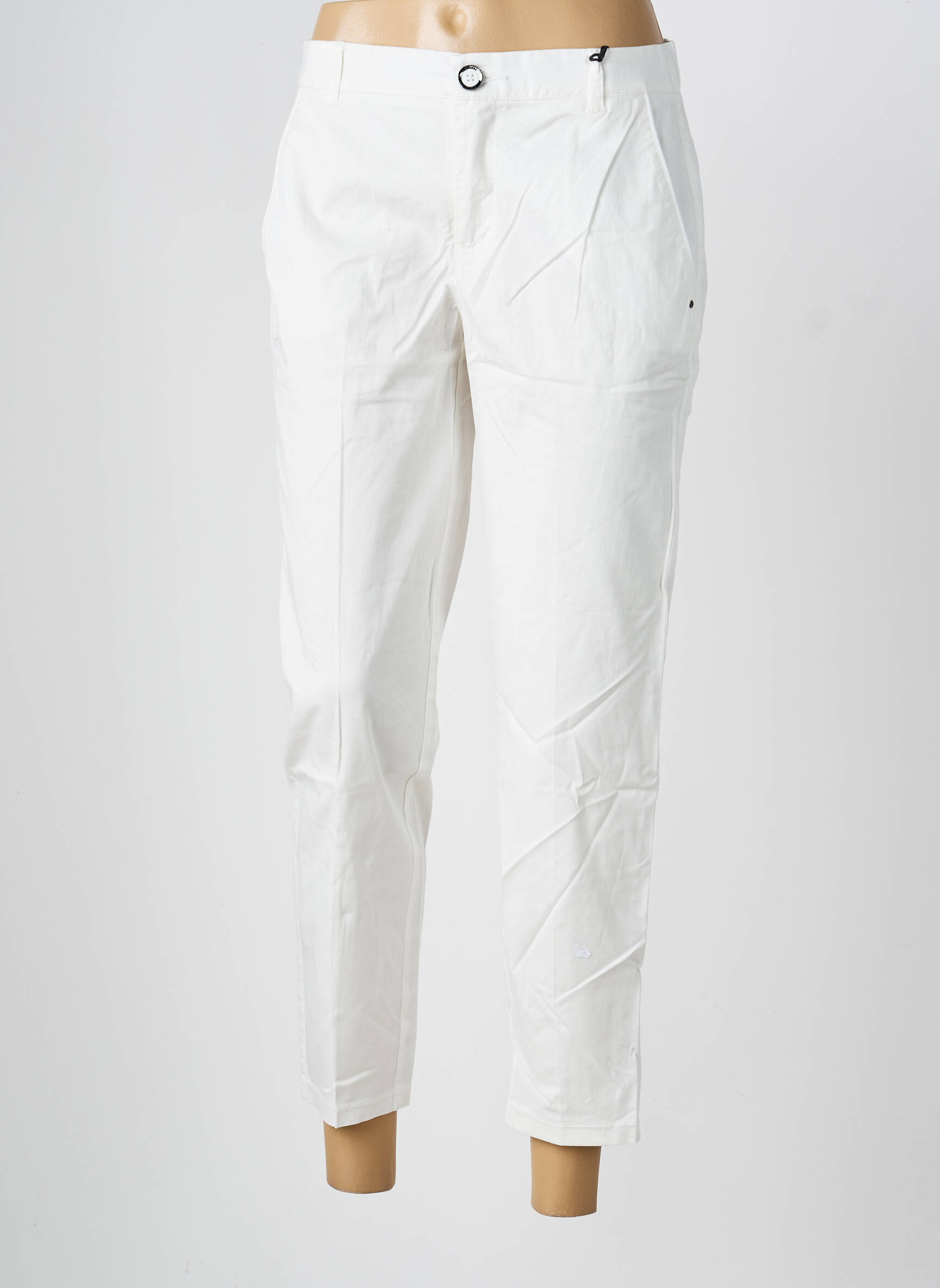 Pantalon chino țesătură poplin mărime normală alb STREET ONE femeie