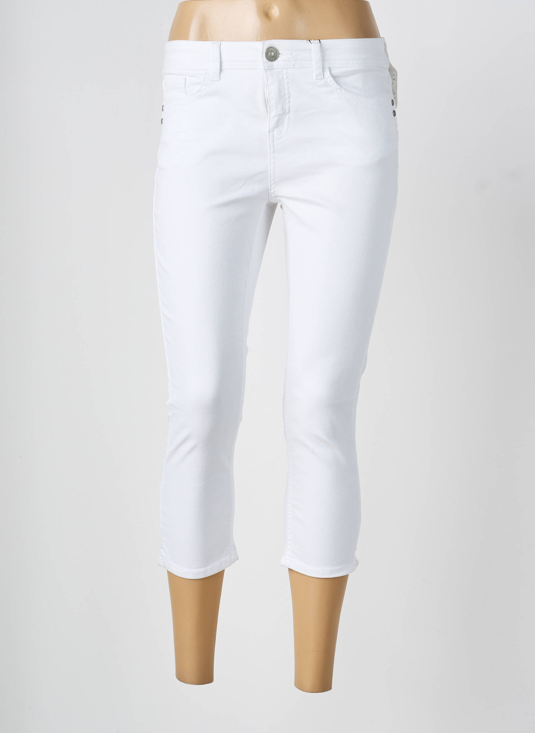 Pantalon 7/8 elasticitate talie joasă alb STREET ONE femeie