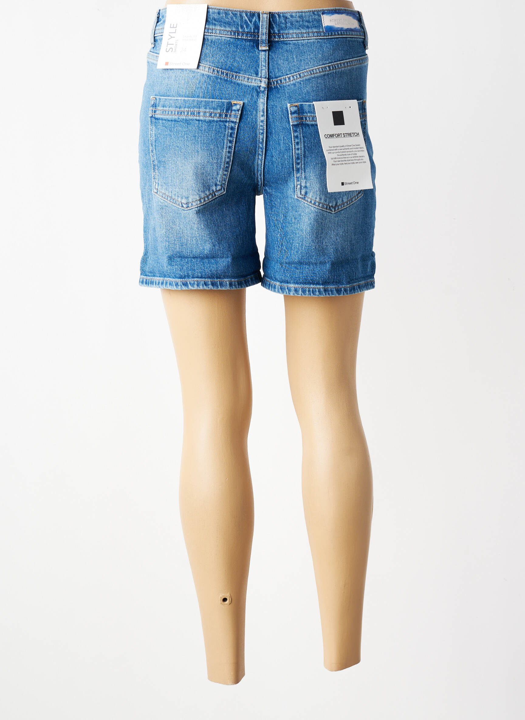 Șort țesătură denim talie înaltă albastru închis STREET ONE femeie
