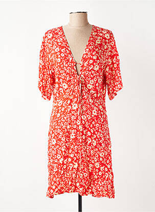 Rochie midi imprimeu floral mâneci scurte portocalie FREEMAN T.PORTER femeie