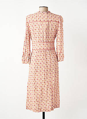 Rochie midi imprimeu fantezie mâneci lungi roz INDI & COLD femeie