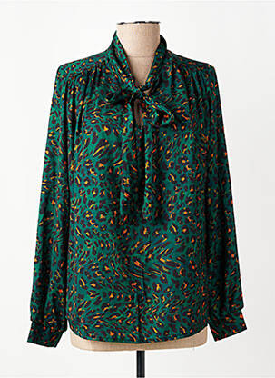 Bluză țesătură poplin mâneci lungi verde AMELIE & AMELIE femeie