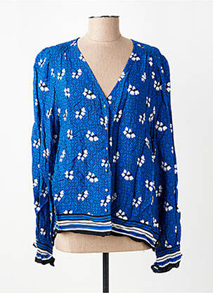 Cămașă țesătură crep mâneci lungi albastru SUNCOO femeie