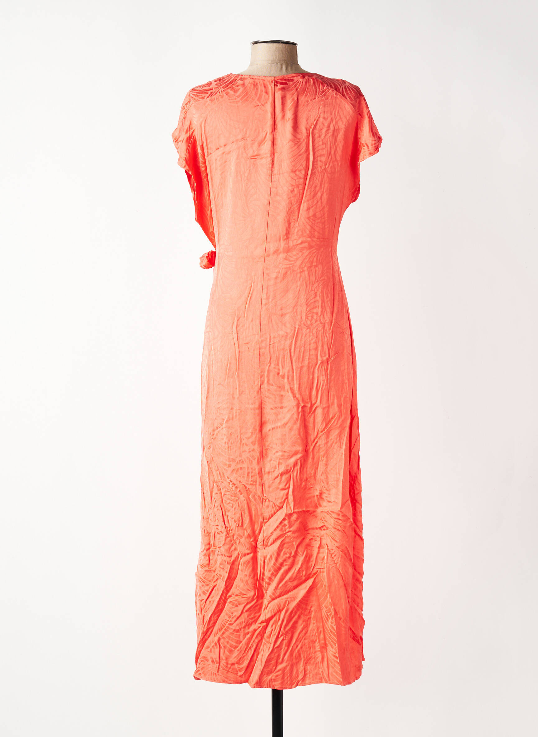 Rochie midi mâneci scurte mâneci scurte portocalie SUNCOO femeie