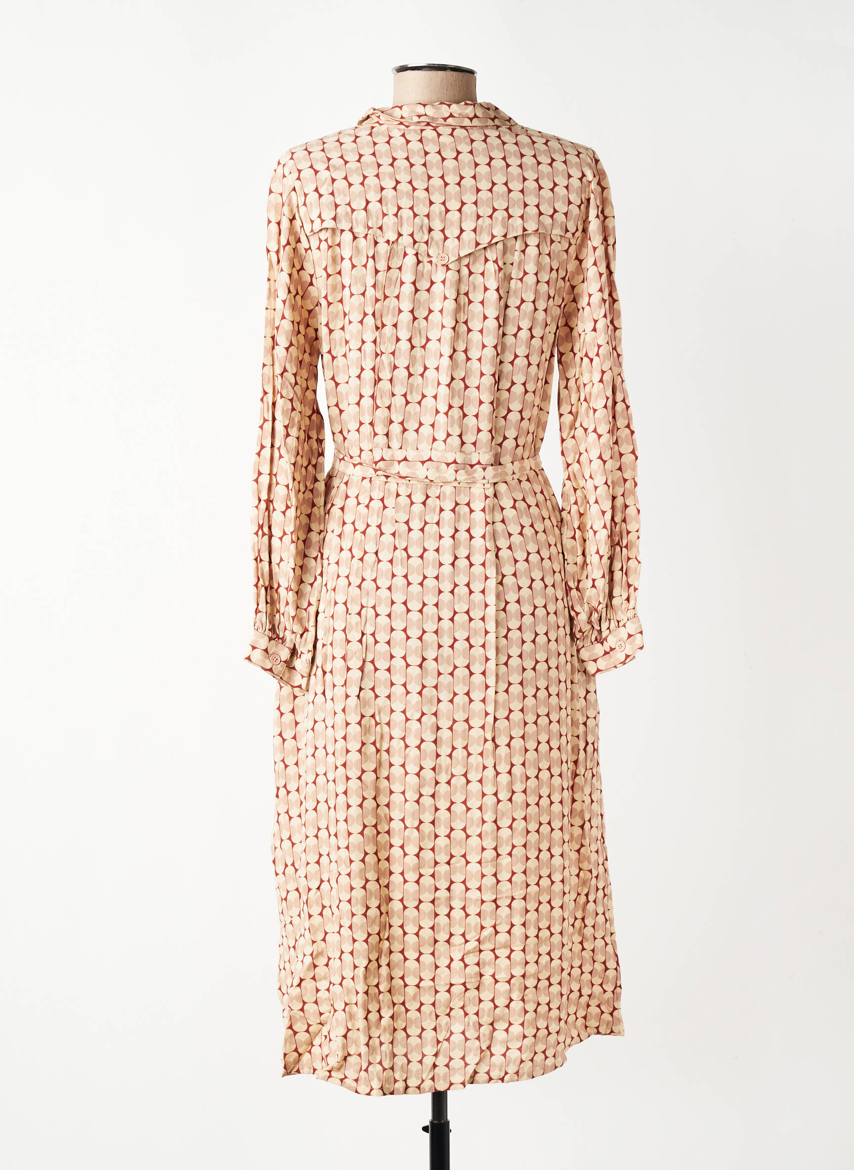 Rochie midi croială fluidă mâneci lungi bej INDI & COLD femeie