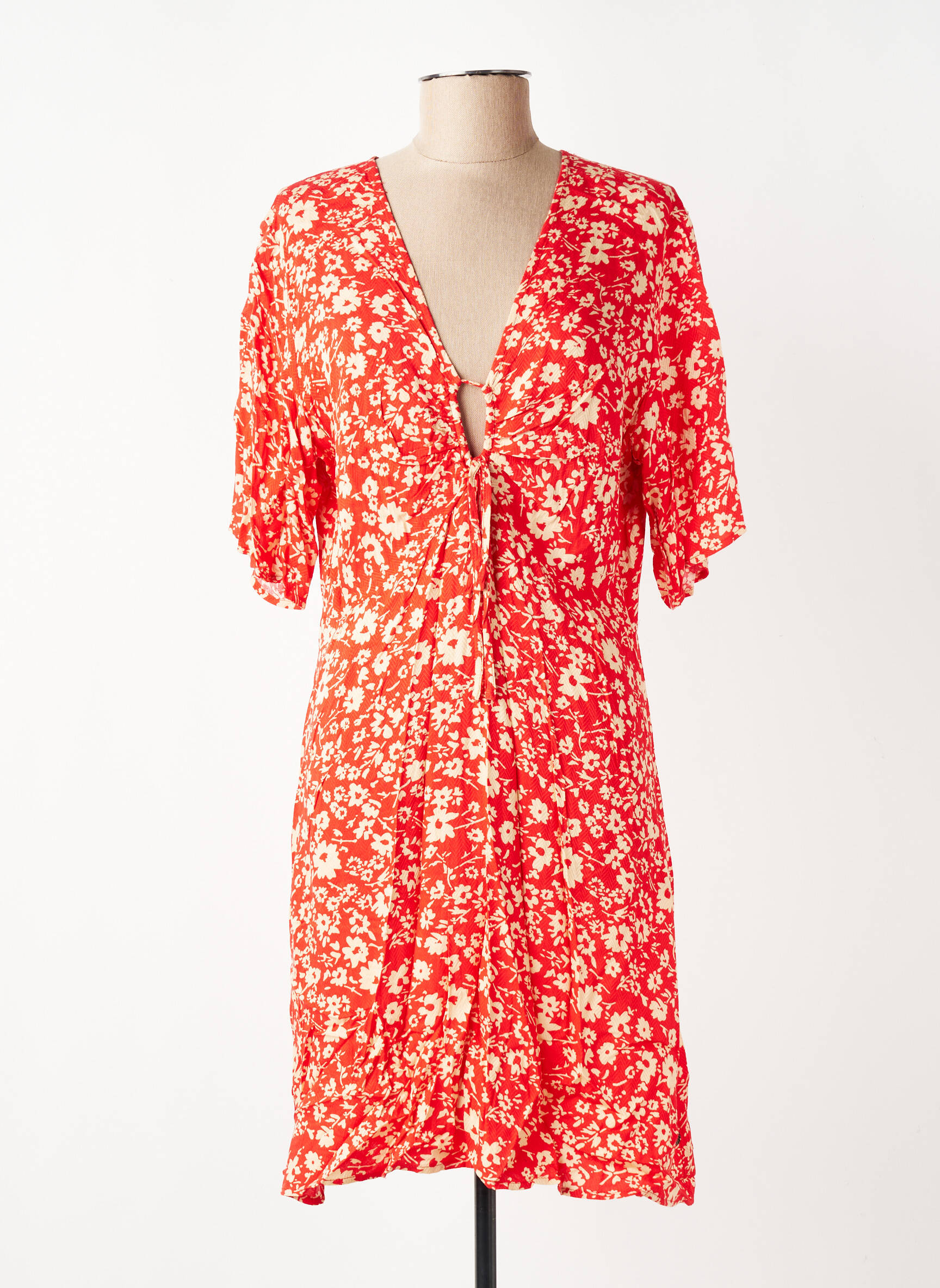Rochie midi imprimeu floral mâneci scurte portocalie FREEMAN T.PORTER femeie