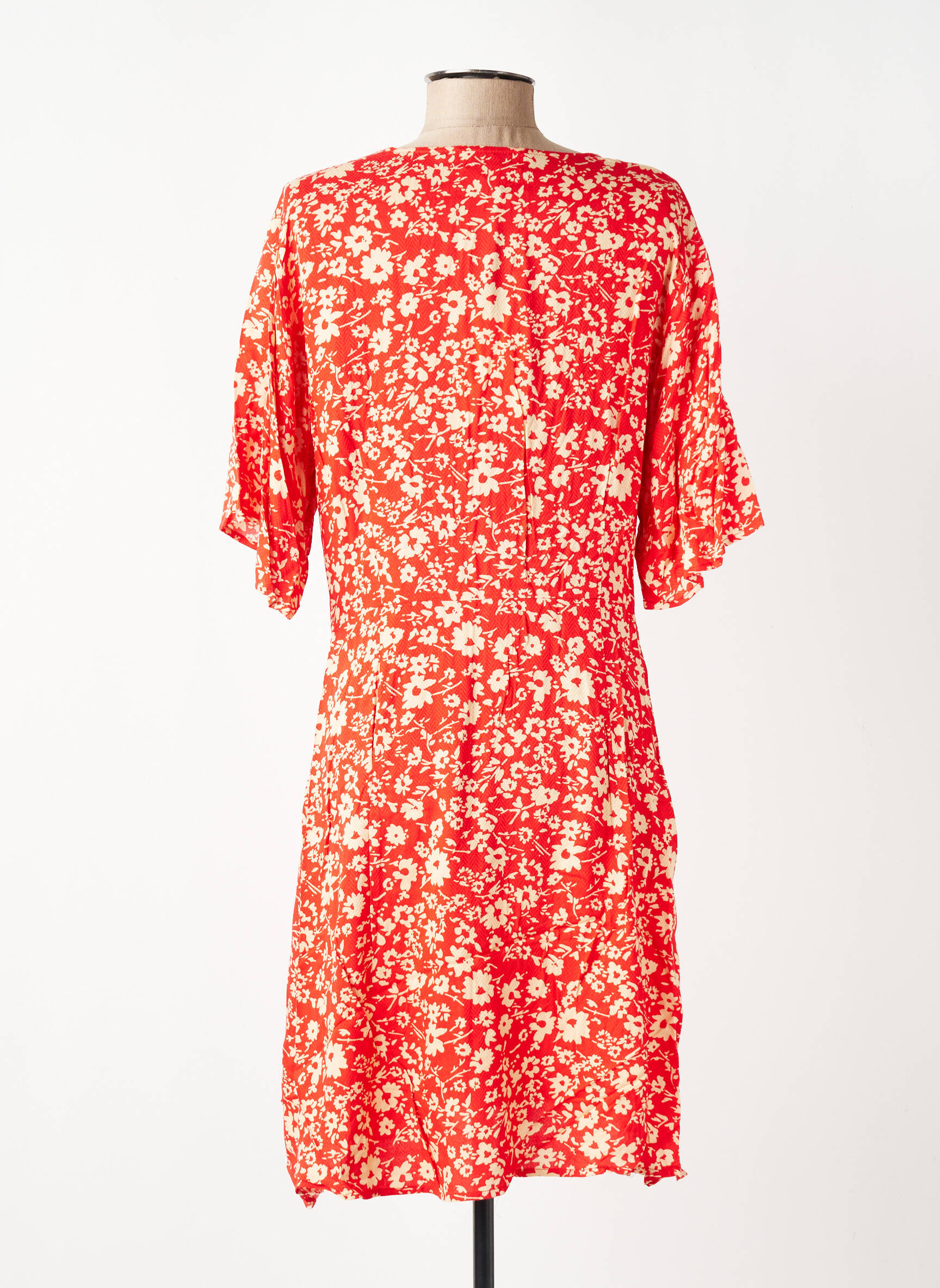 Rochie midi imprimeu floral mâneci scurte portocalie FREEMAN T.PORTER femeie