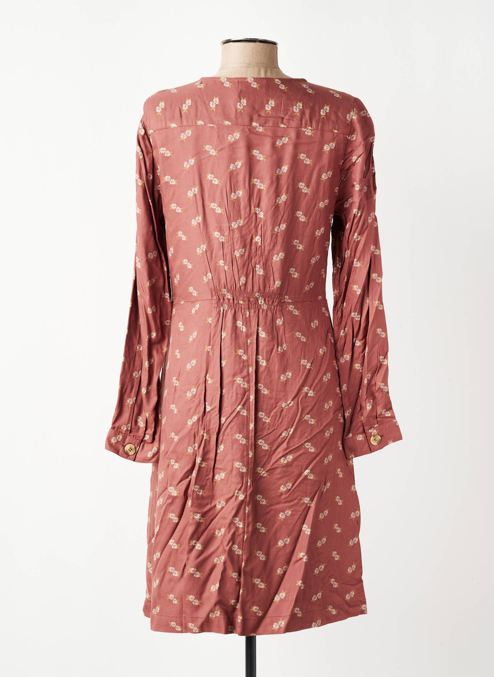 Rochie midi imprimeu floral mâneci lungi roz INDI & COLD femeie