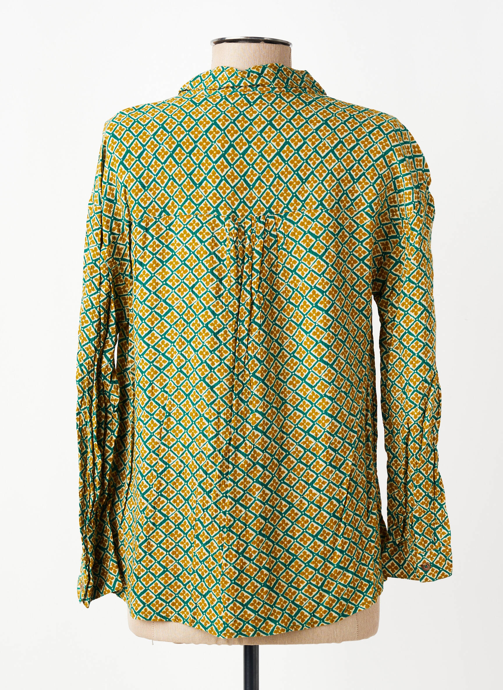 Cămașă croială cambrată mâneci lungi verde INDI & COLD femeie
