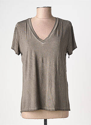 Tricou guler în v mâneci scurte maro BY COCO femeie