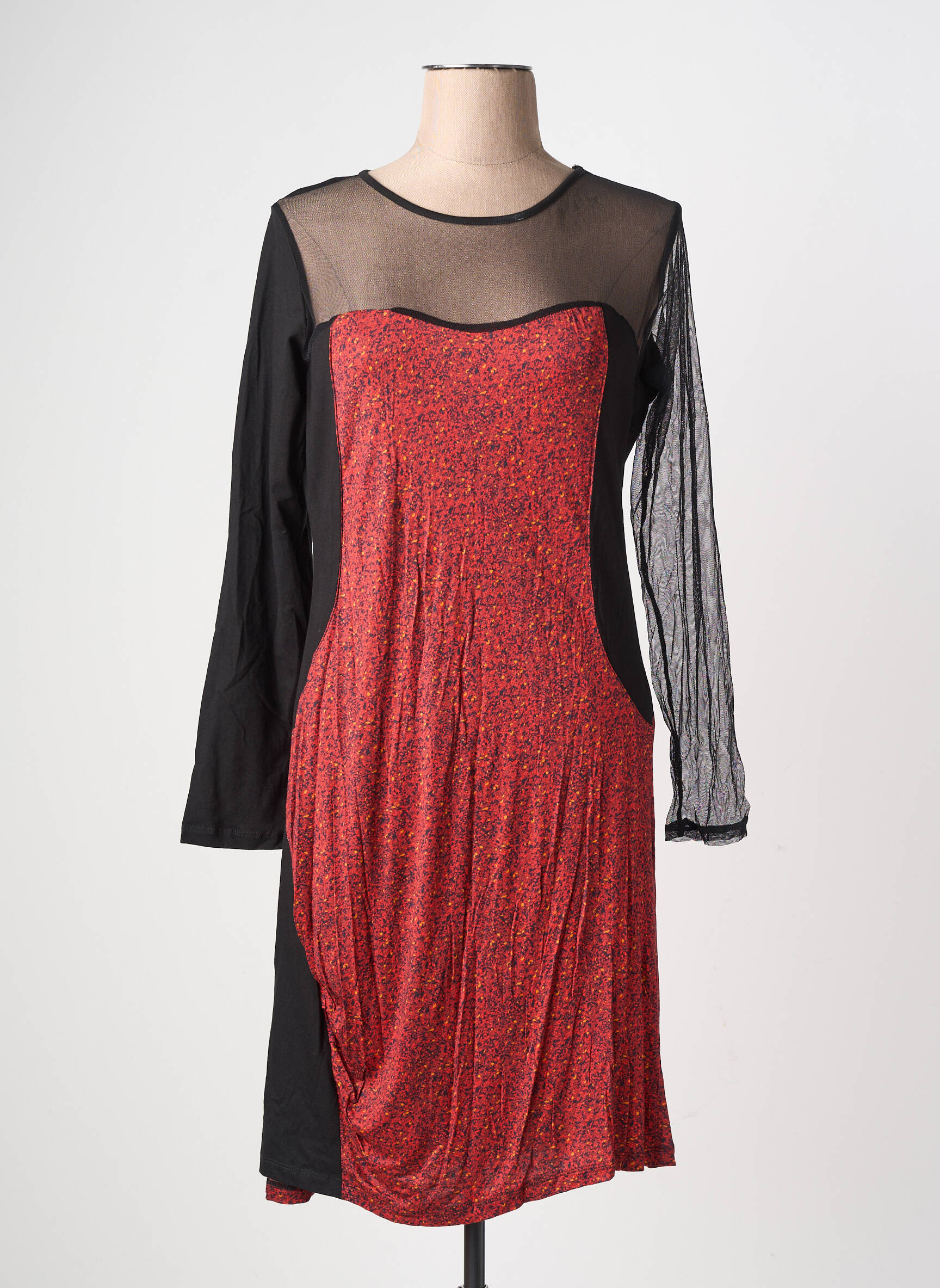 Rochie midi mâneci lungi mâneci lungi portocalie BAMBOO'S femeie