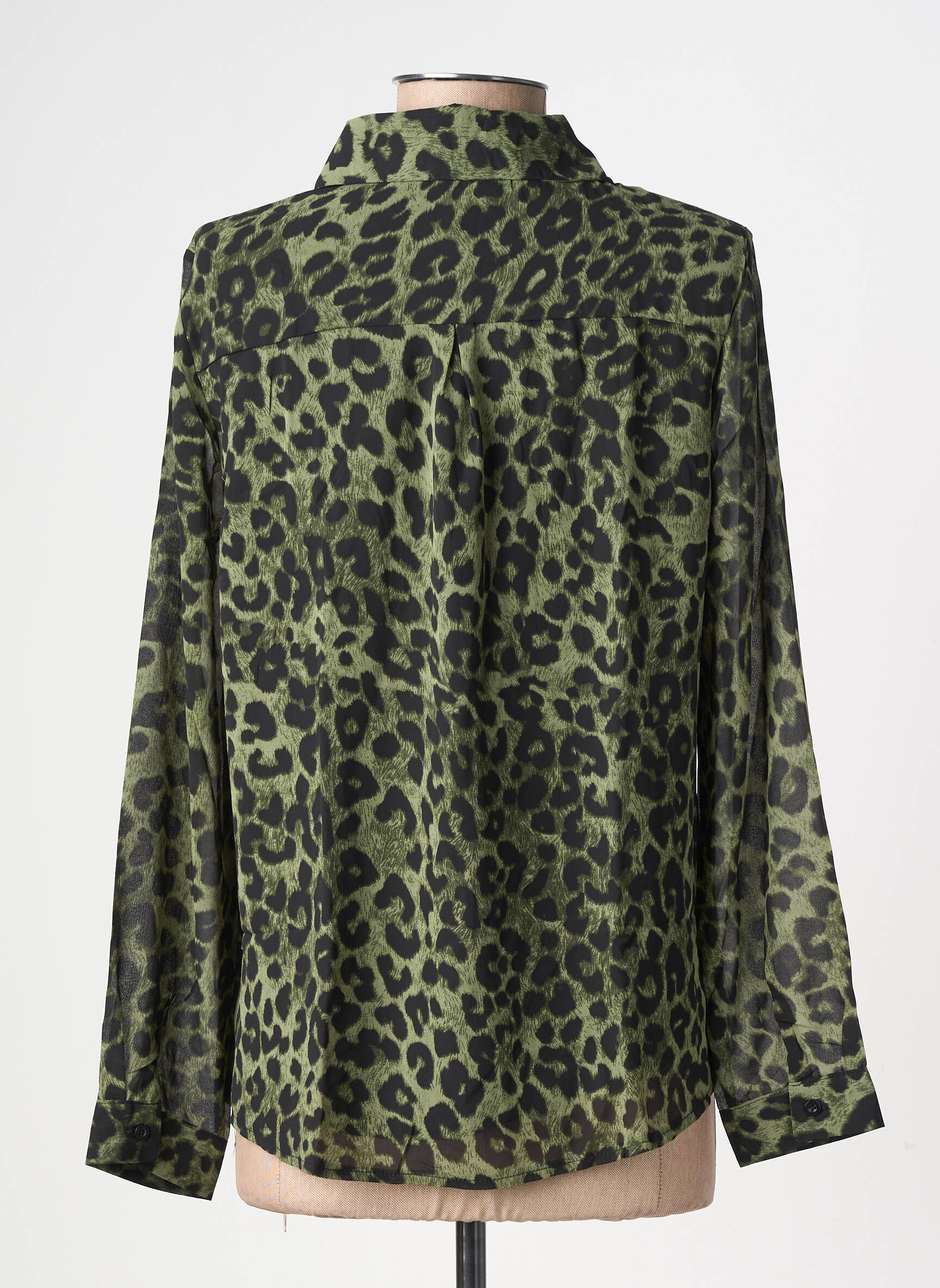 Cămașă țesătură crep mâneci lungi verde LILIE ROSE femeie