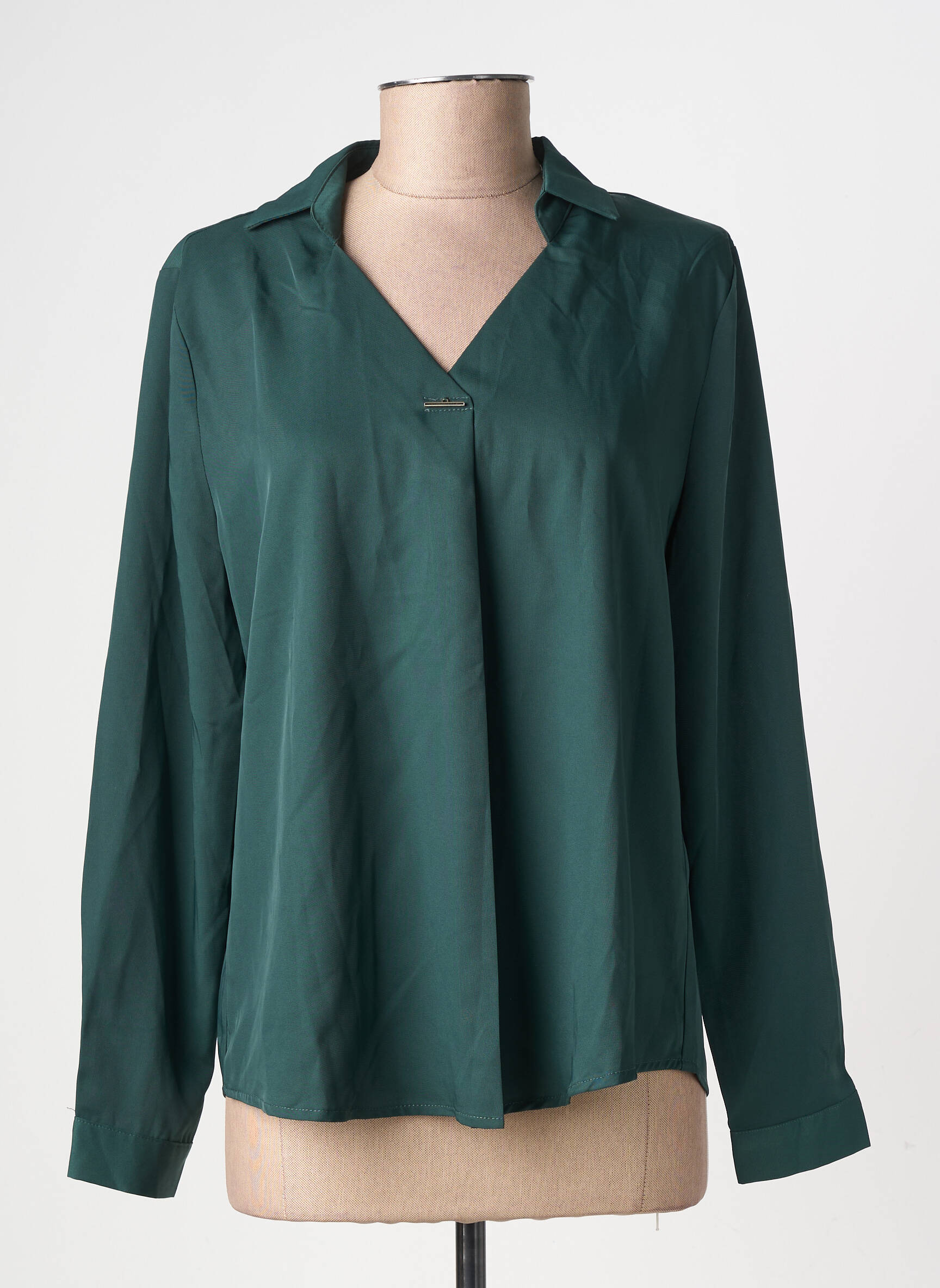 Bluză manșete cu nasturi și deschidere mâneci lungi verde A BELLE BY J.E CREATION femeie