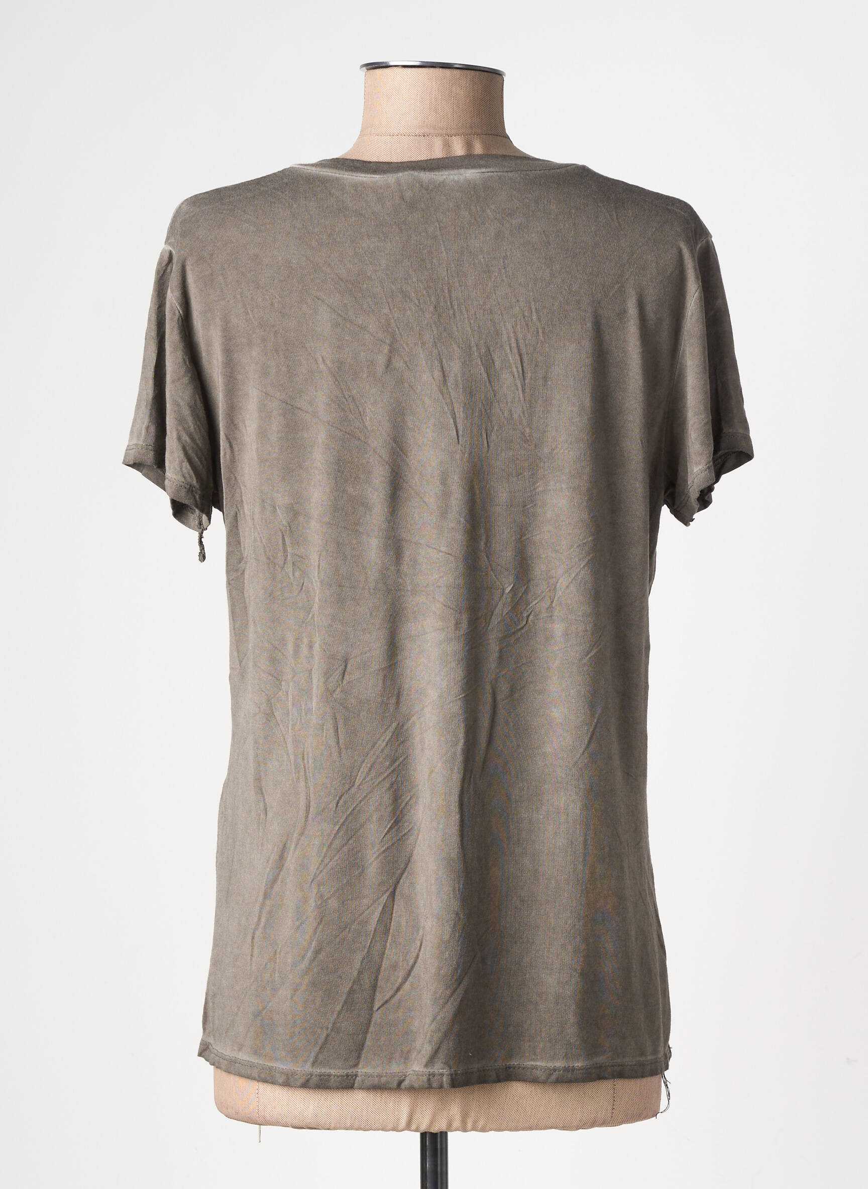 Tricou guler în v mâneci scurte maro BY COCO femeie