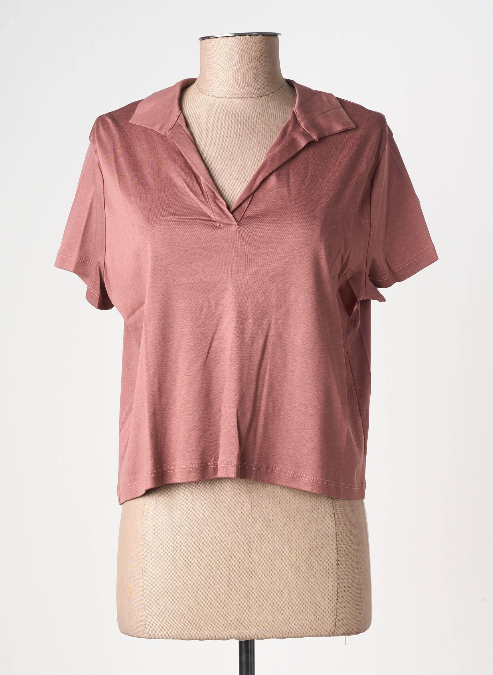Tricou croială dreaptă mâneci scurte roz MINTH femeie