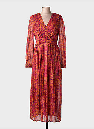 Rochie lungă mâneci lungi mâneci lungi portocalie LILIE ROSE femeie