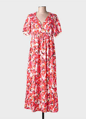 Rochie lungă croială evazată mâneci scurte portocalie LILIE ROSE femeie