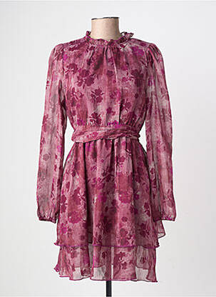 Rochie midi imprimeu floral mâneci lungi violet LILIE ROSE femeie