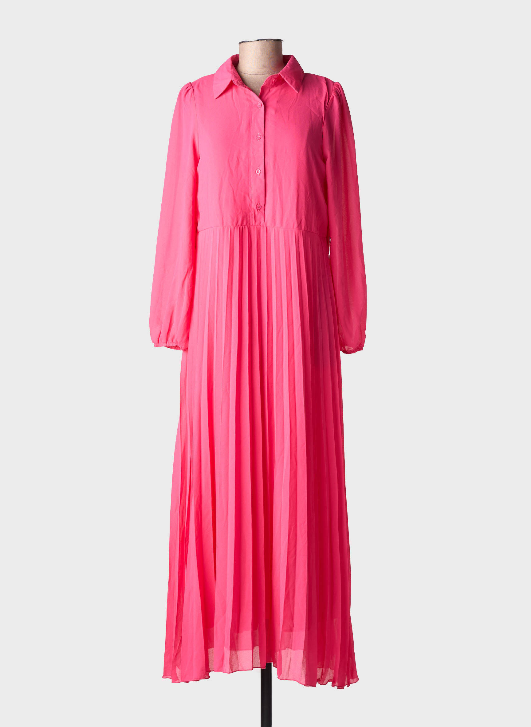 Rochie lungă mâneci lungi mâneci lungi roz LILIE ROSE femeie