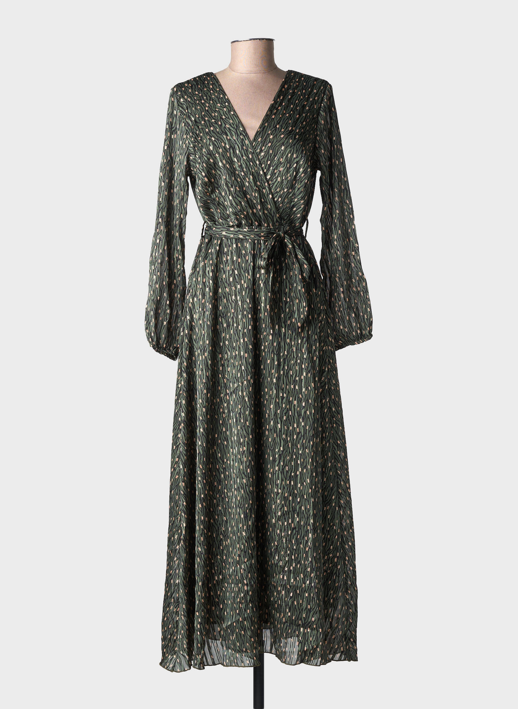 Rochie lungă mâneci lungi mâneci lungi verde LILIE ROSE femeie