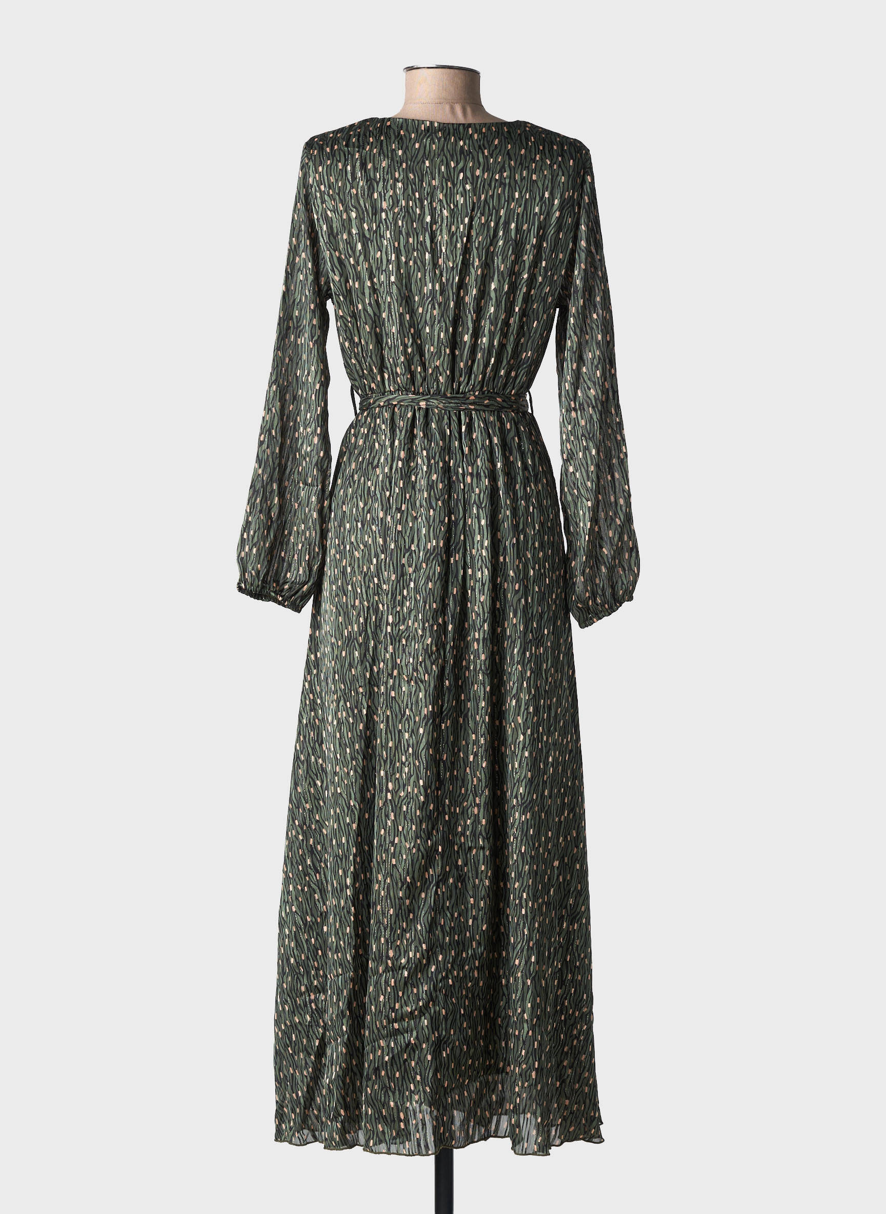 Rochie lungă mâneci lungi mâneci lungi verde LILIE ROSE femeie