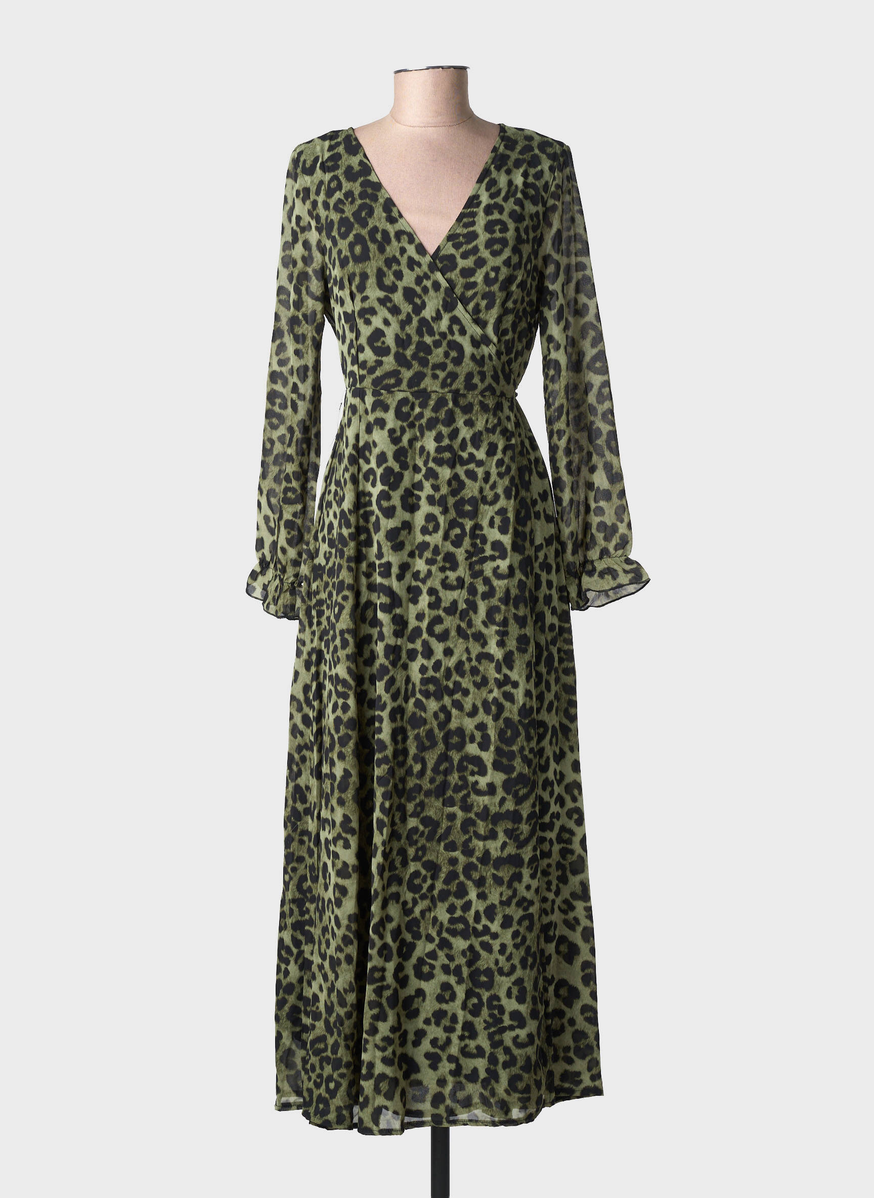 Rochie lungă mâneci lungi mâneci lungi verde LILIE ROSE femeie