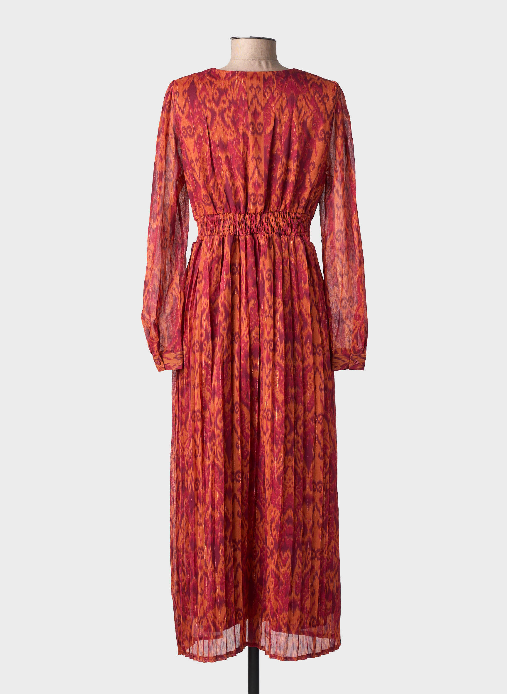 Rochie lungă mâneci lungi mâneci lungi portocalie LILIE ROSE femeie