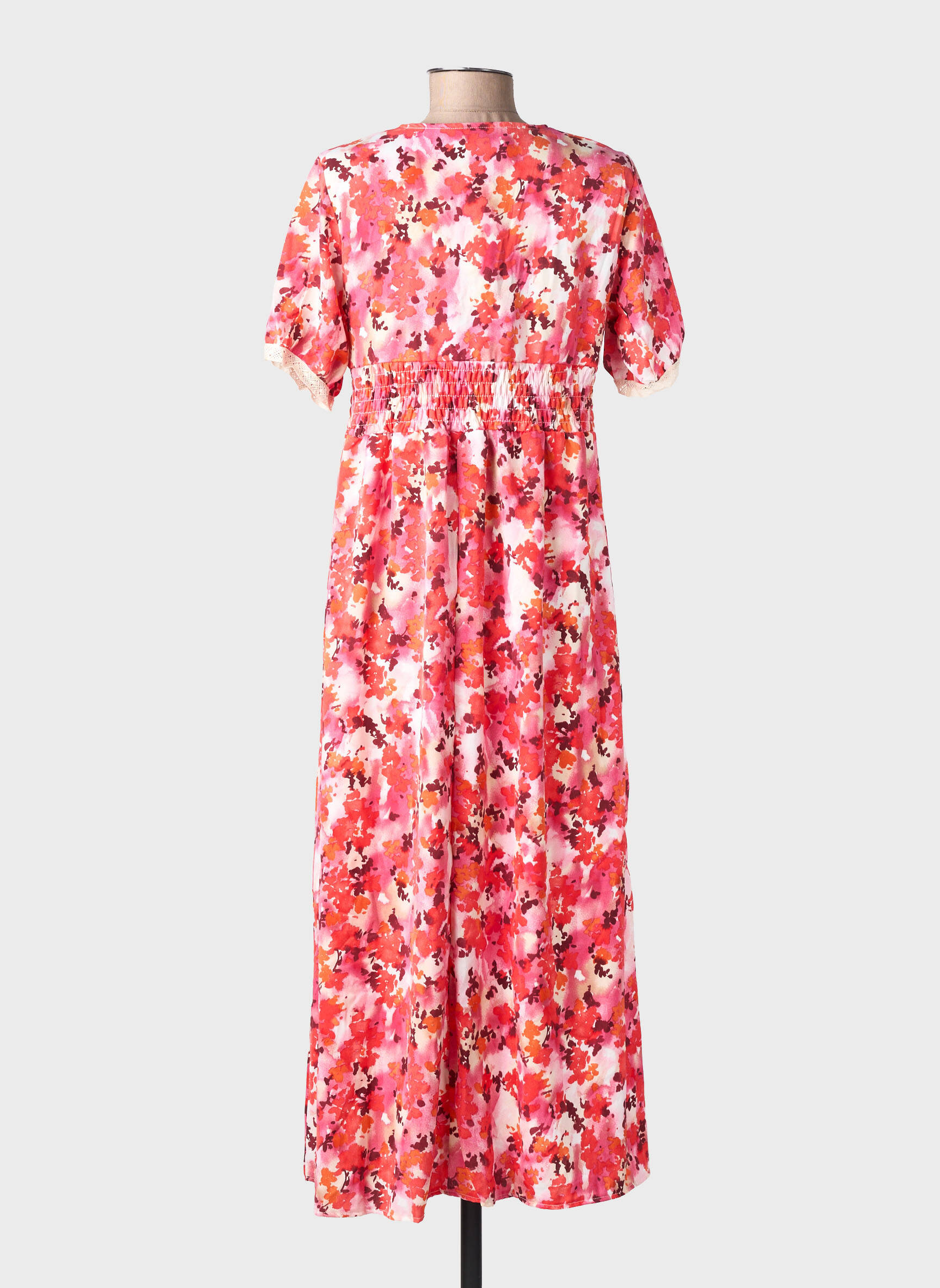 Rochie lungă croială evazată mâneci scurte portocalie LILIE ROSE femeie