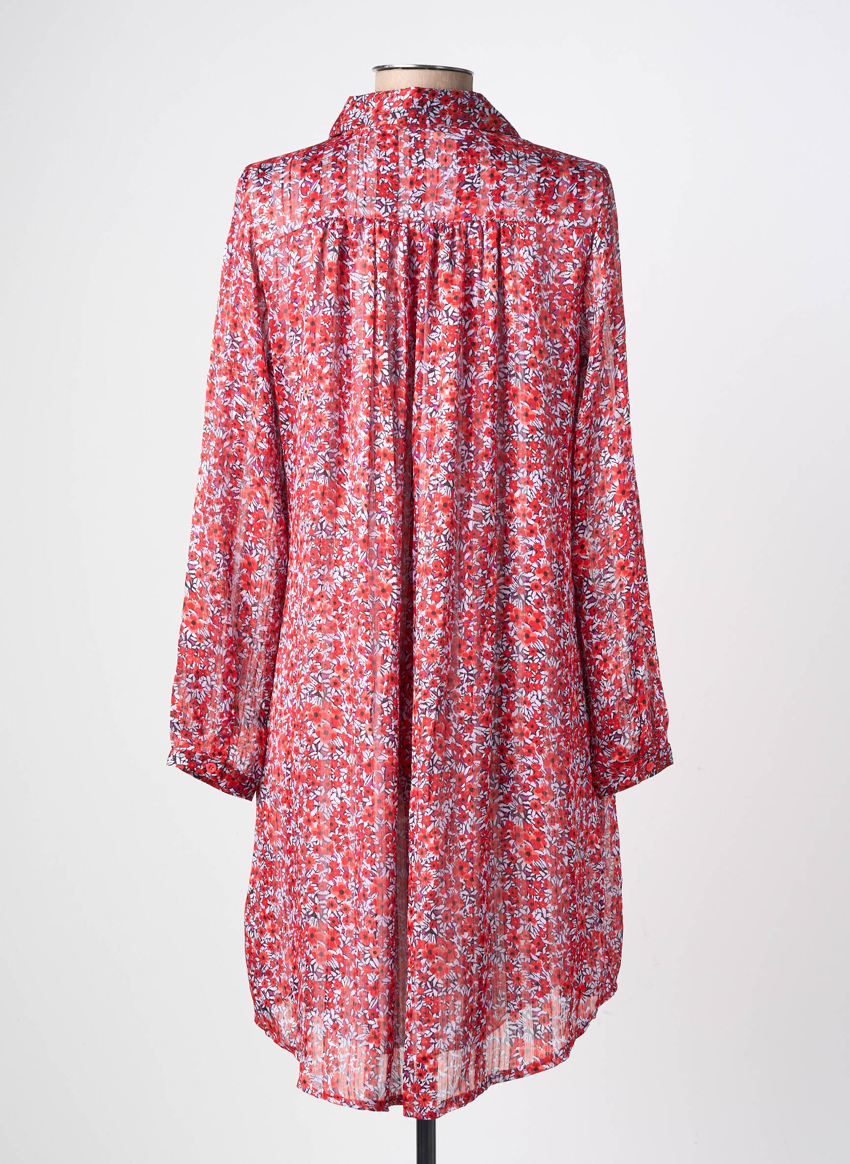 Rochie scurtă croială fluidă mâneci lungi roșu LILIE ROSE femeie