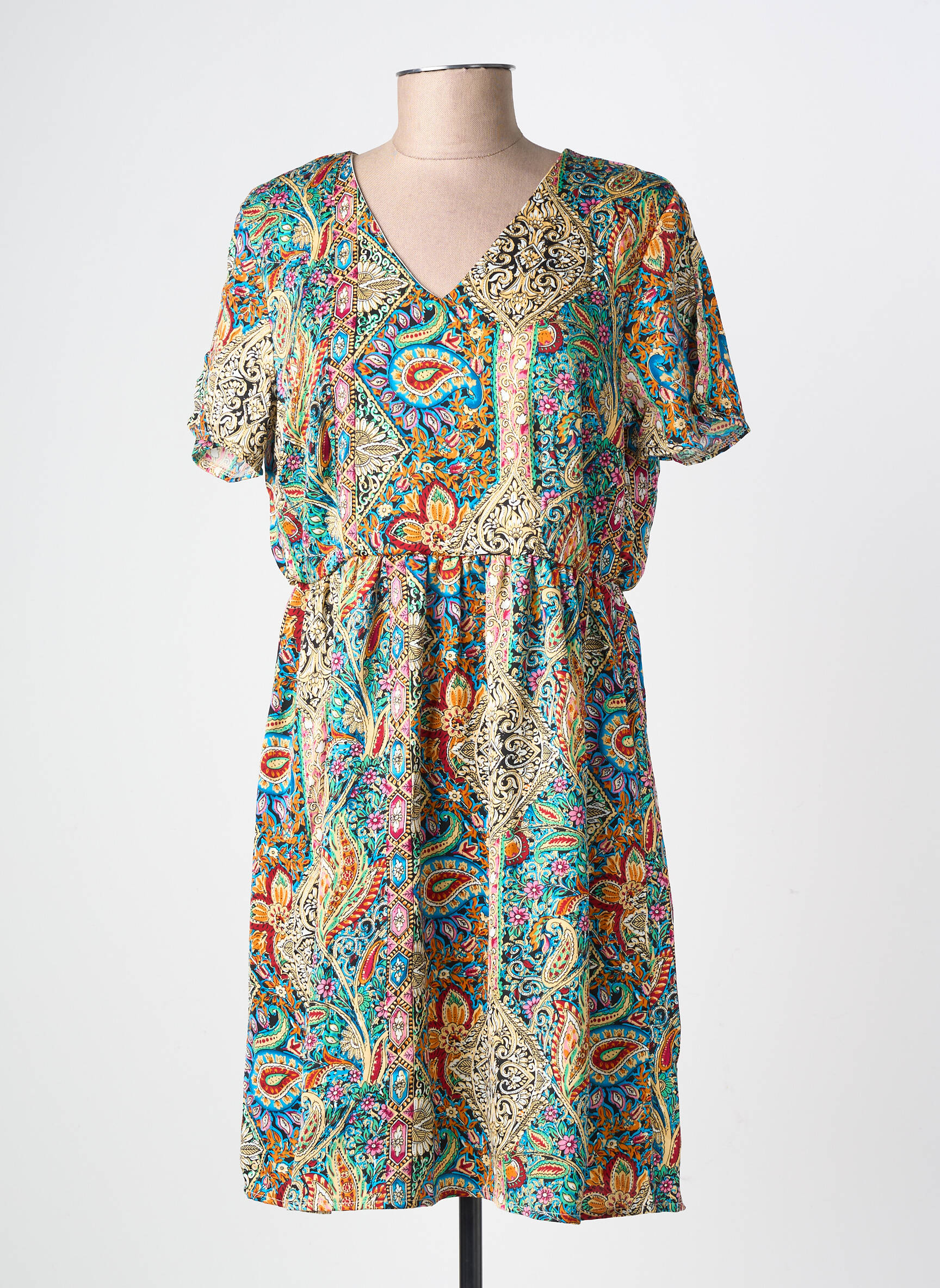Rochie scurtă mâneci scurte mâneci scurte albastru LILIE ROSE femeie
