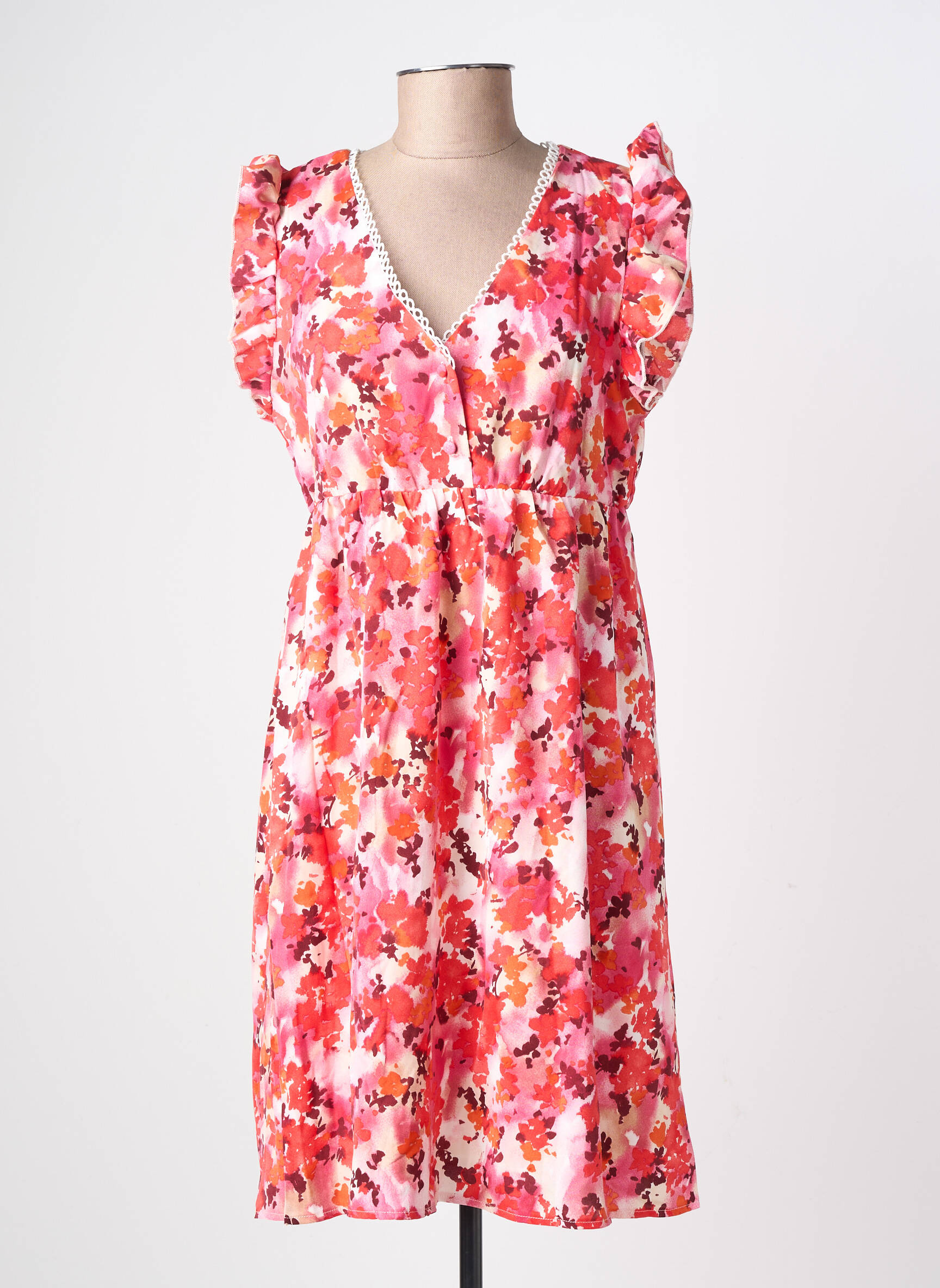 Rochie scurtă croială fluidă mâneci scurte portocalie LILIE ROSE femeie