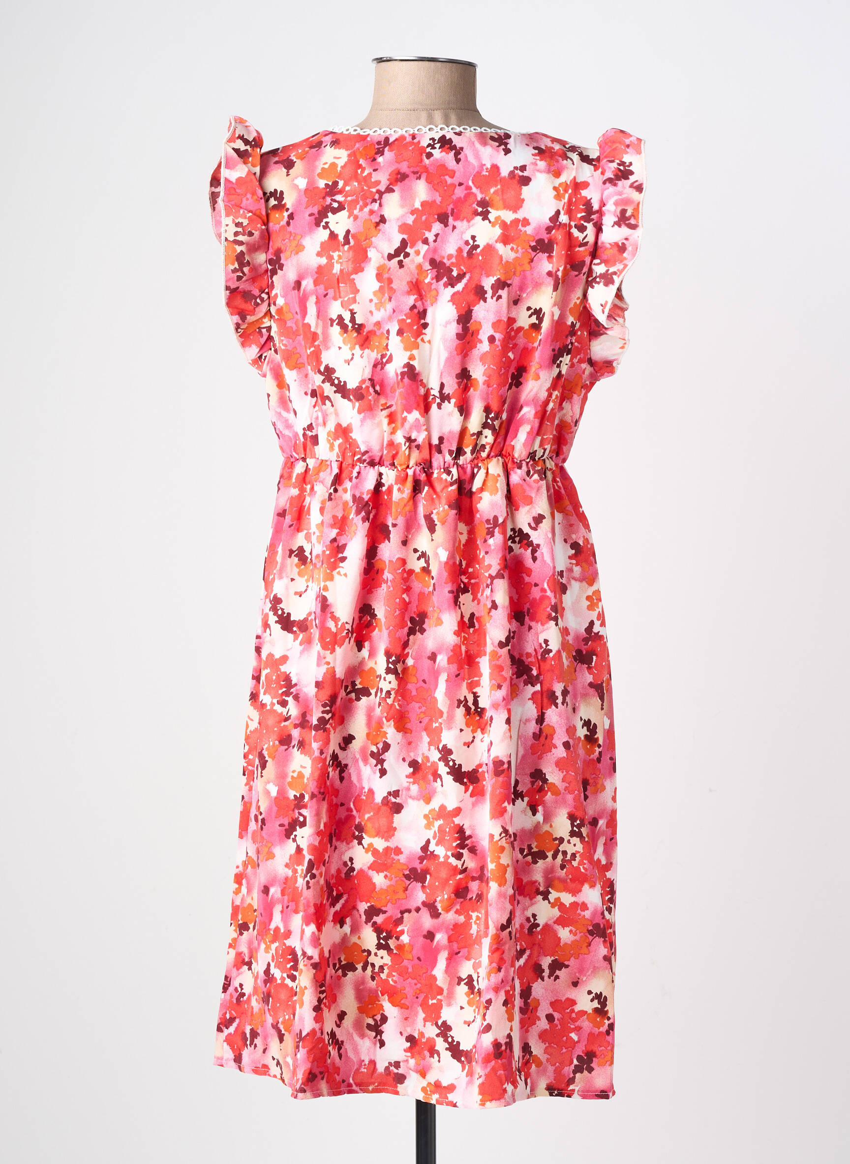 Rochie scurtă croială fluidă mâneci scurte portocalie LILIE ROSE femeie