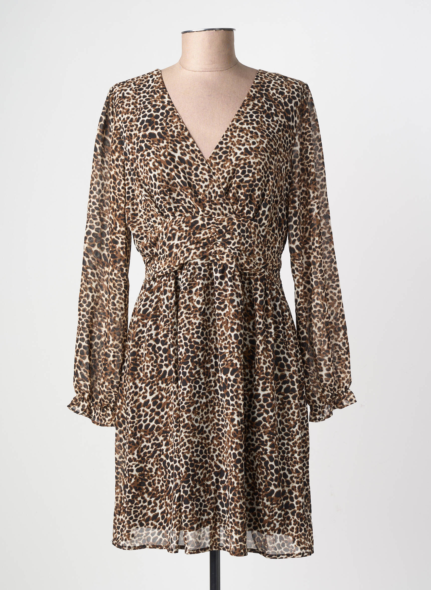 Rochie scurtă mâneci lungi mâneci lungi maro BY ONE femeie