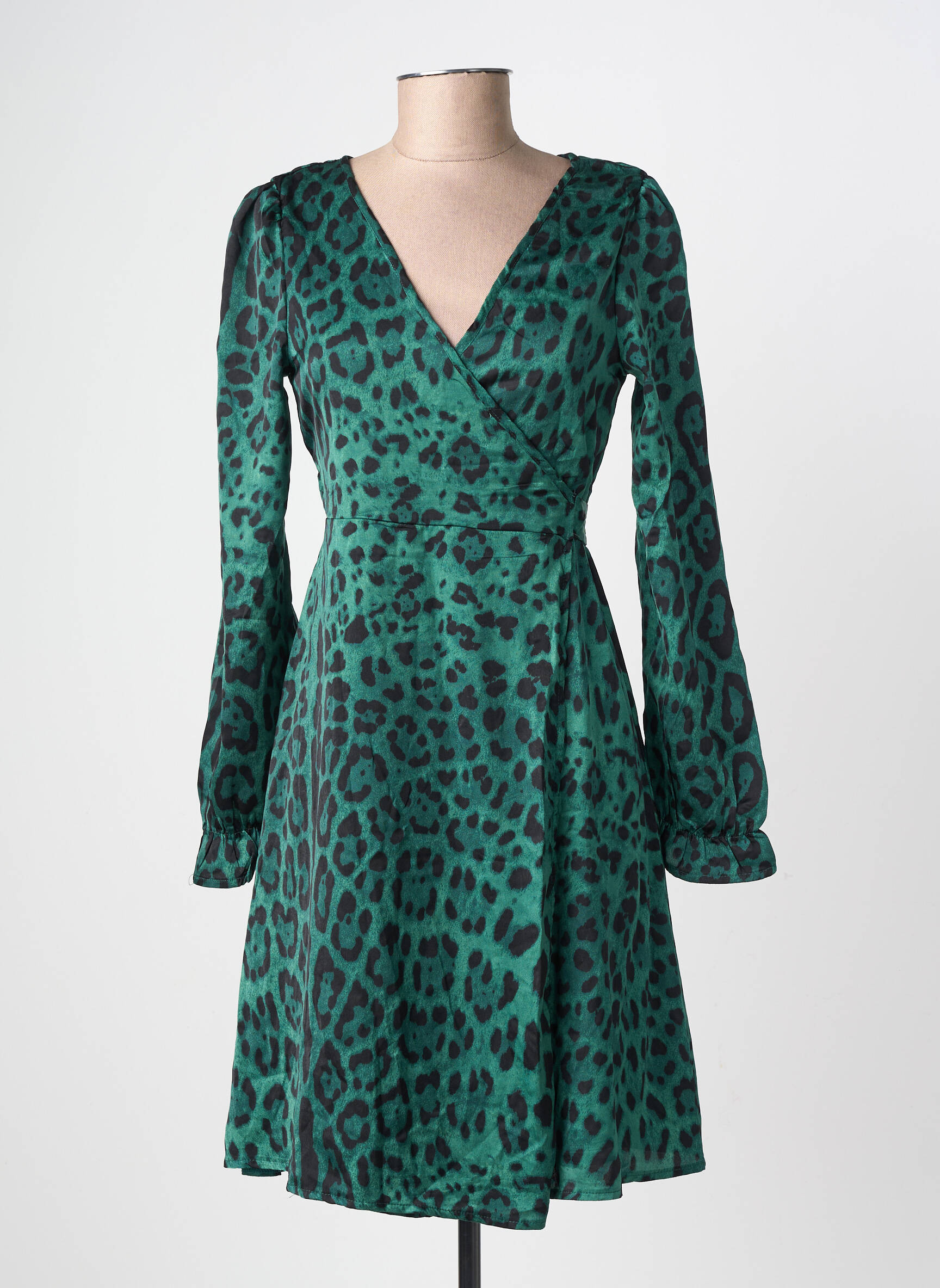 Rochie scurtă mâneci lungi mâneci lungi verde LILIE ROSE femeie