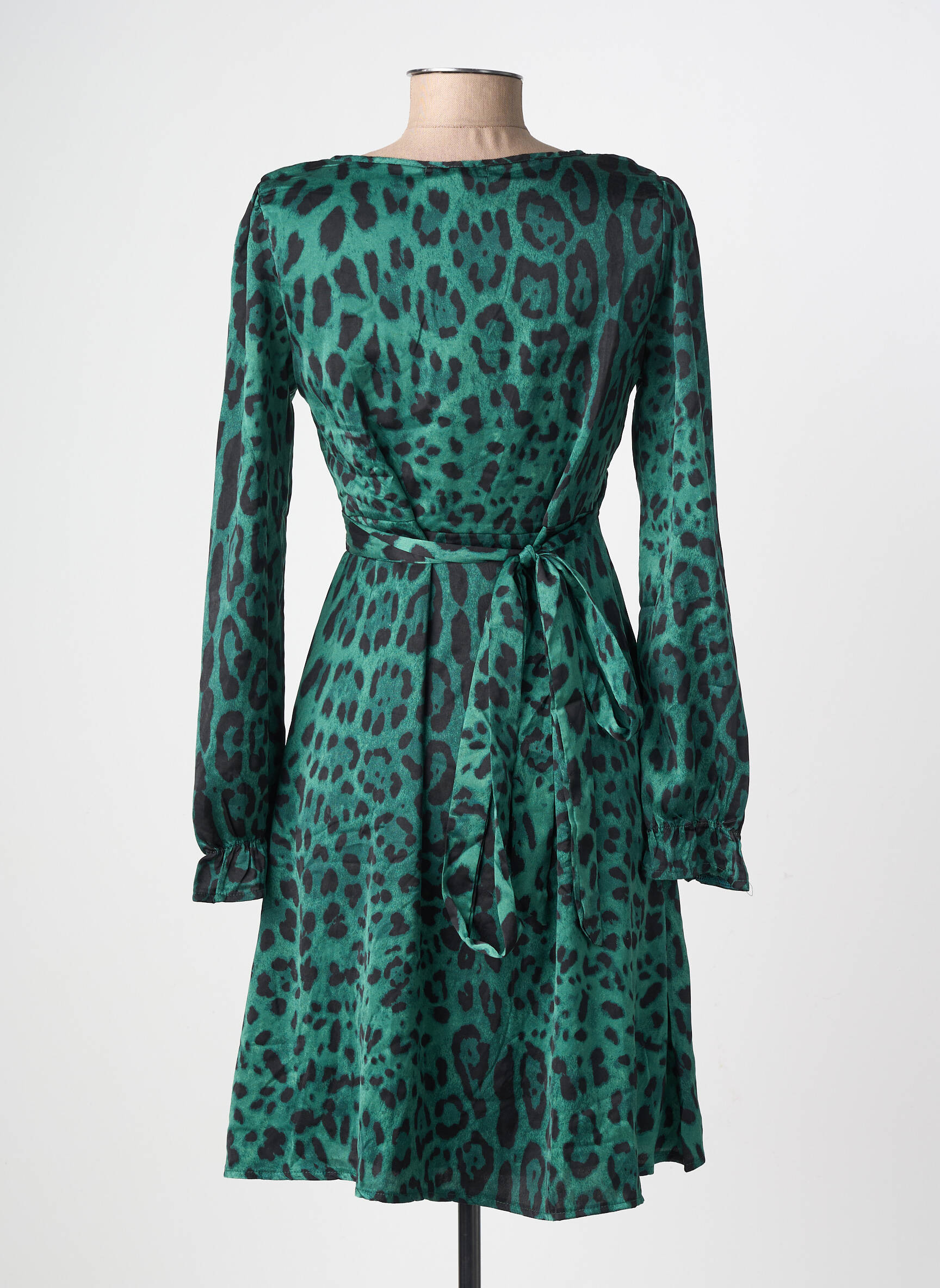 Rochie scurtă mâneci lungi mâneci lungi verde LILIE ROSE femeie