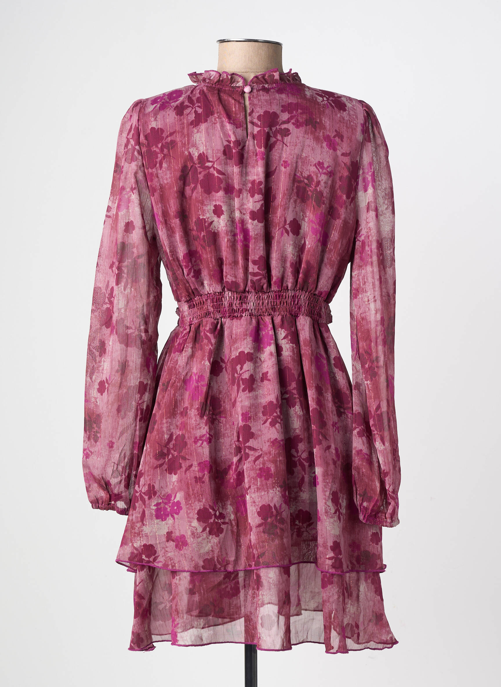 Rochie midi imprimeu floral mâneci lungi violet LILIE ROSE femeie