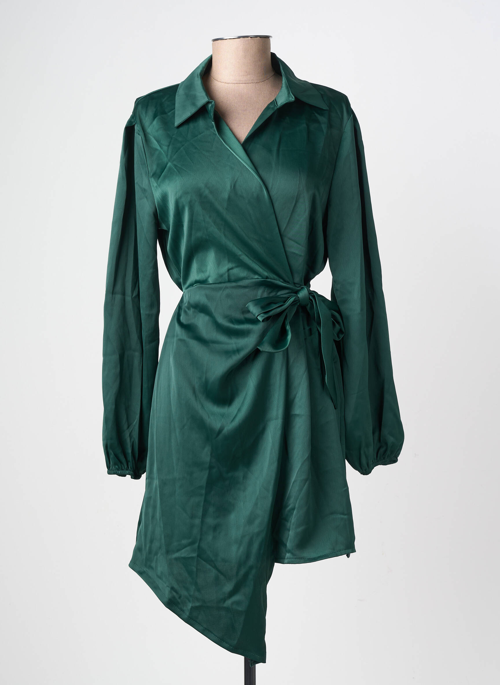 Rochie scurtă mâneci lungi mâneci lungi verde LORIANE femeie