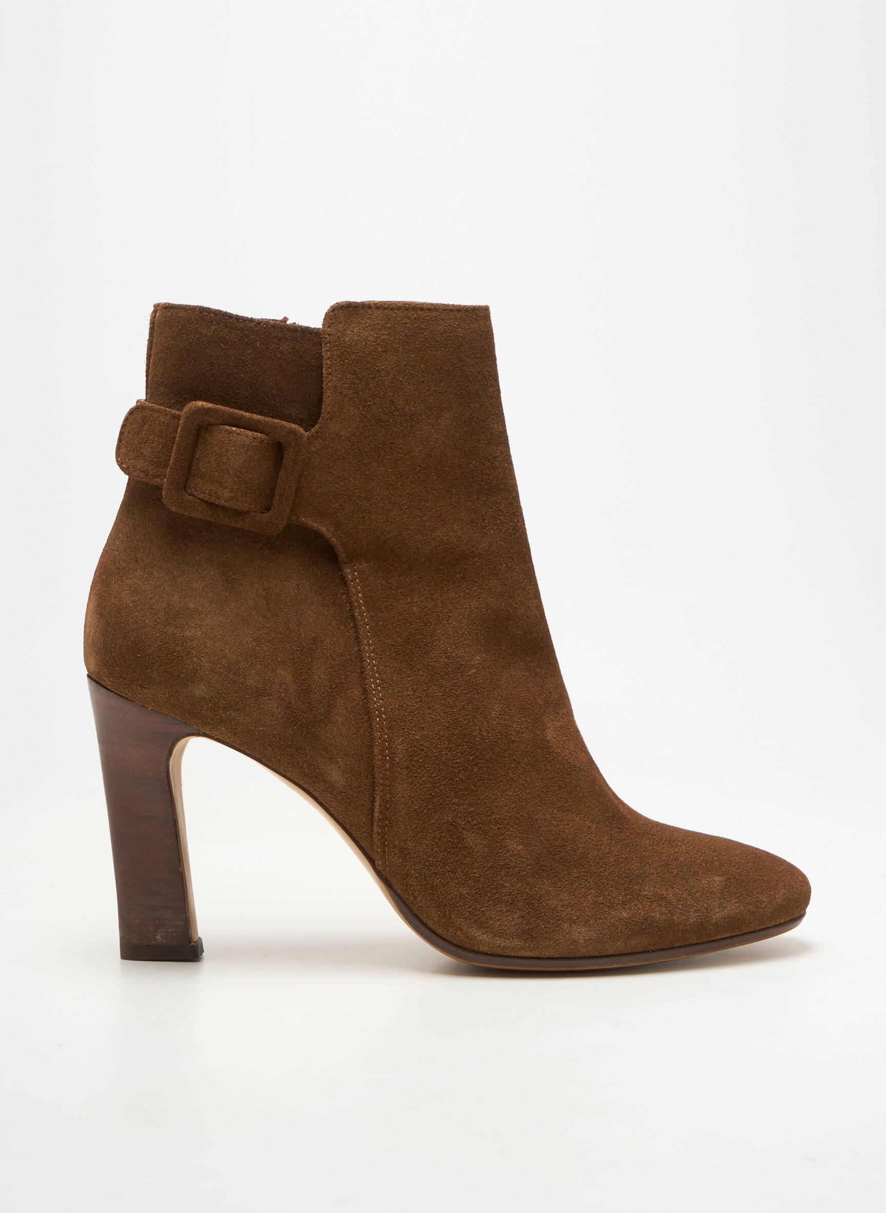 Botine/ghete material neted toc de 7 la 9 cm maro RIVECOUR femeie