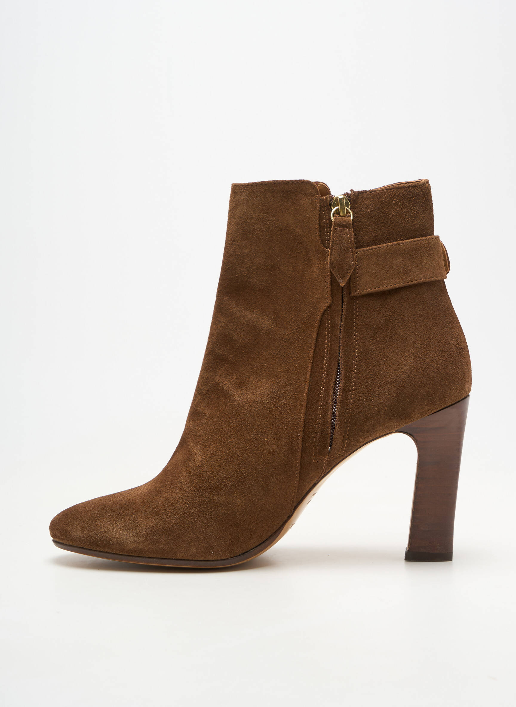 Botine/ghete material neted toc de 7 la 9 cm maro RIVECOUR femeie