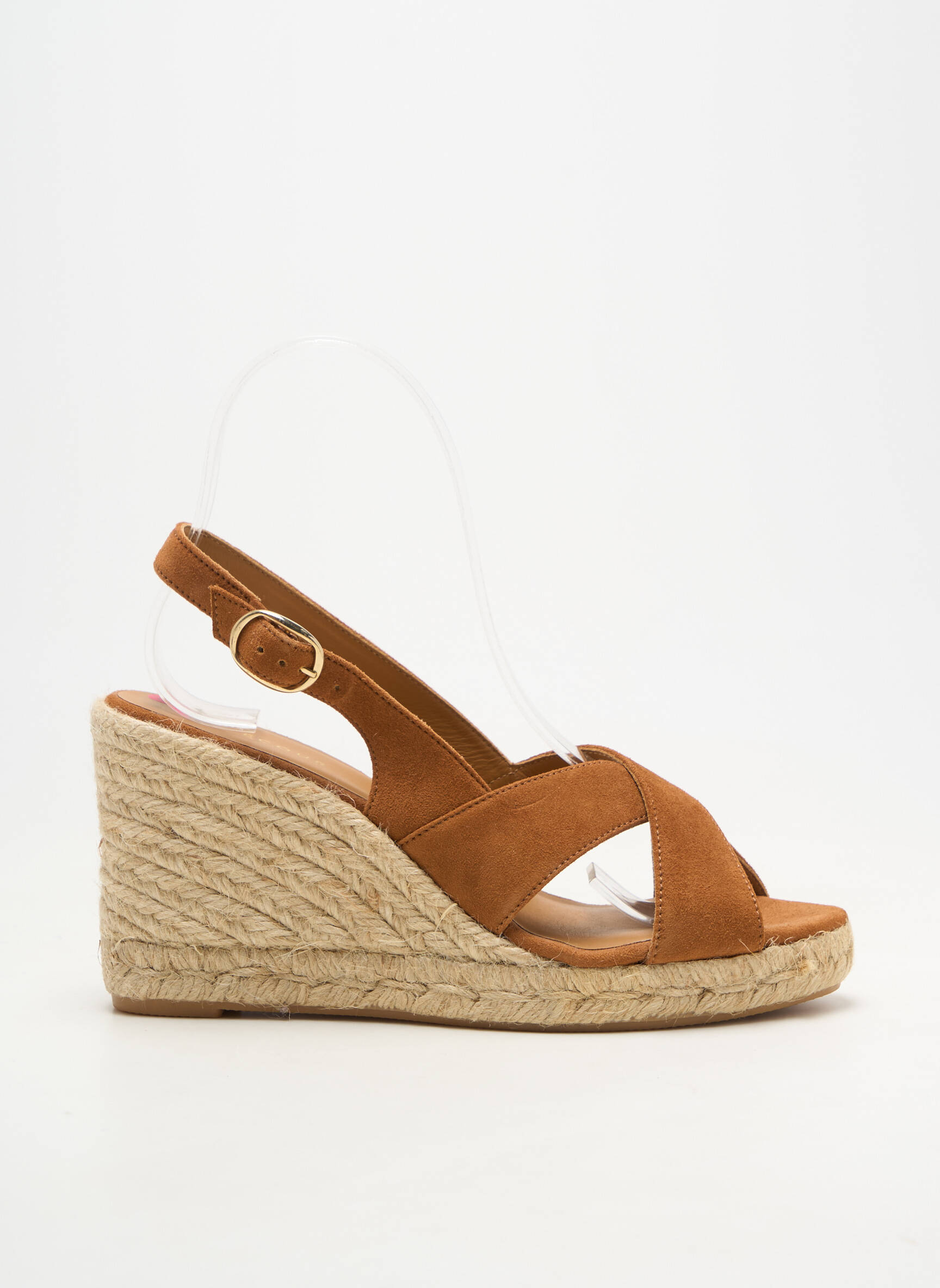 Espadrile închidere cu buclă(e) toc de 7 la 9 cm maro RIVECOUR femeie