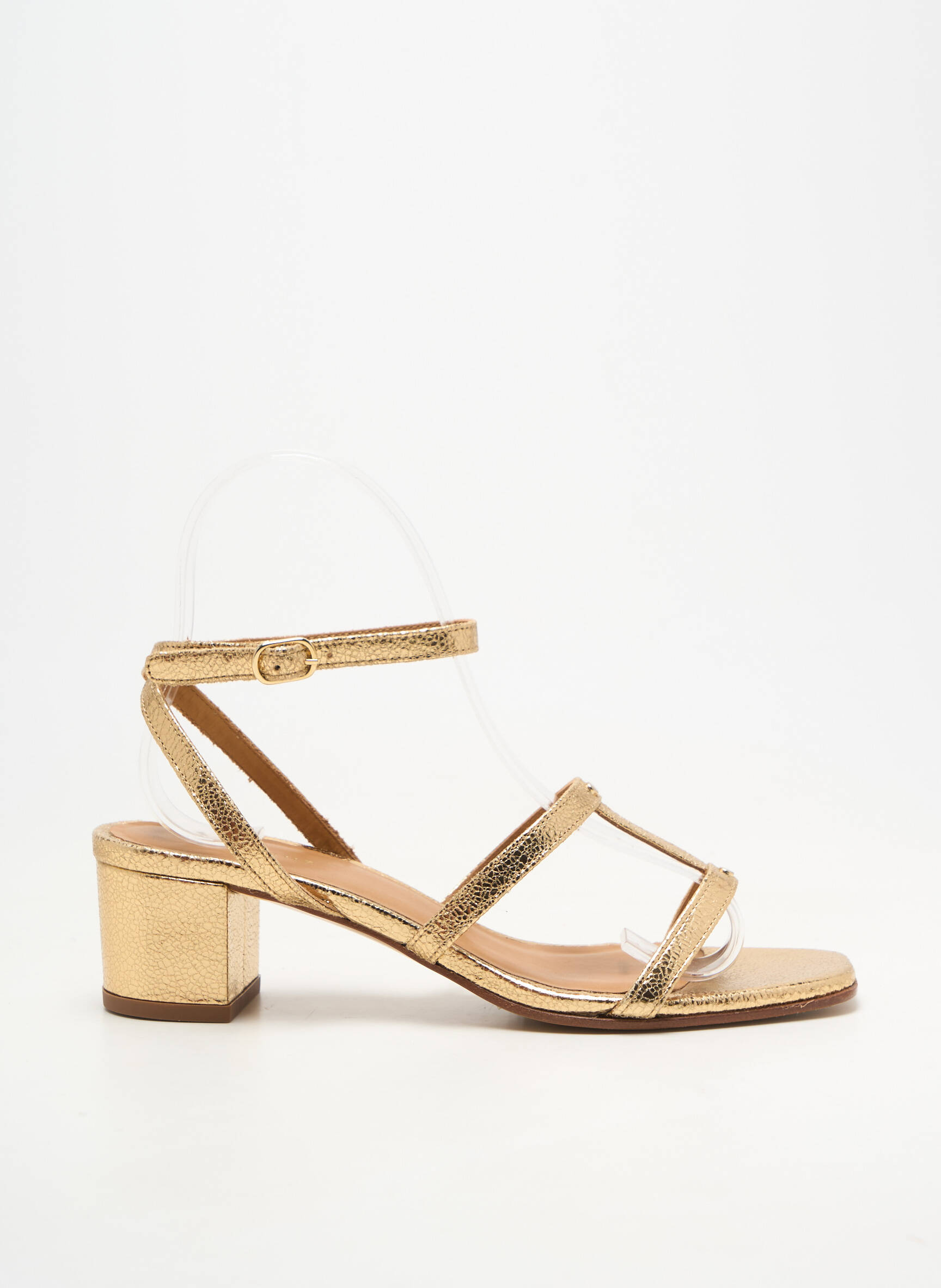 Sandale/pantofi decupați material neted toc de 4 la 6 cm auriu RIVECOUR femeie